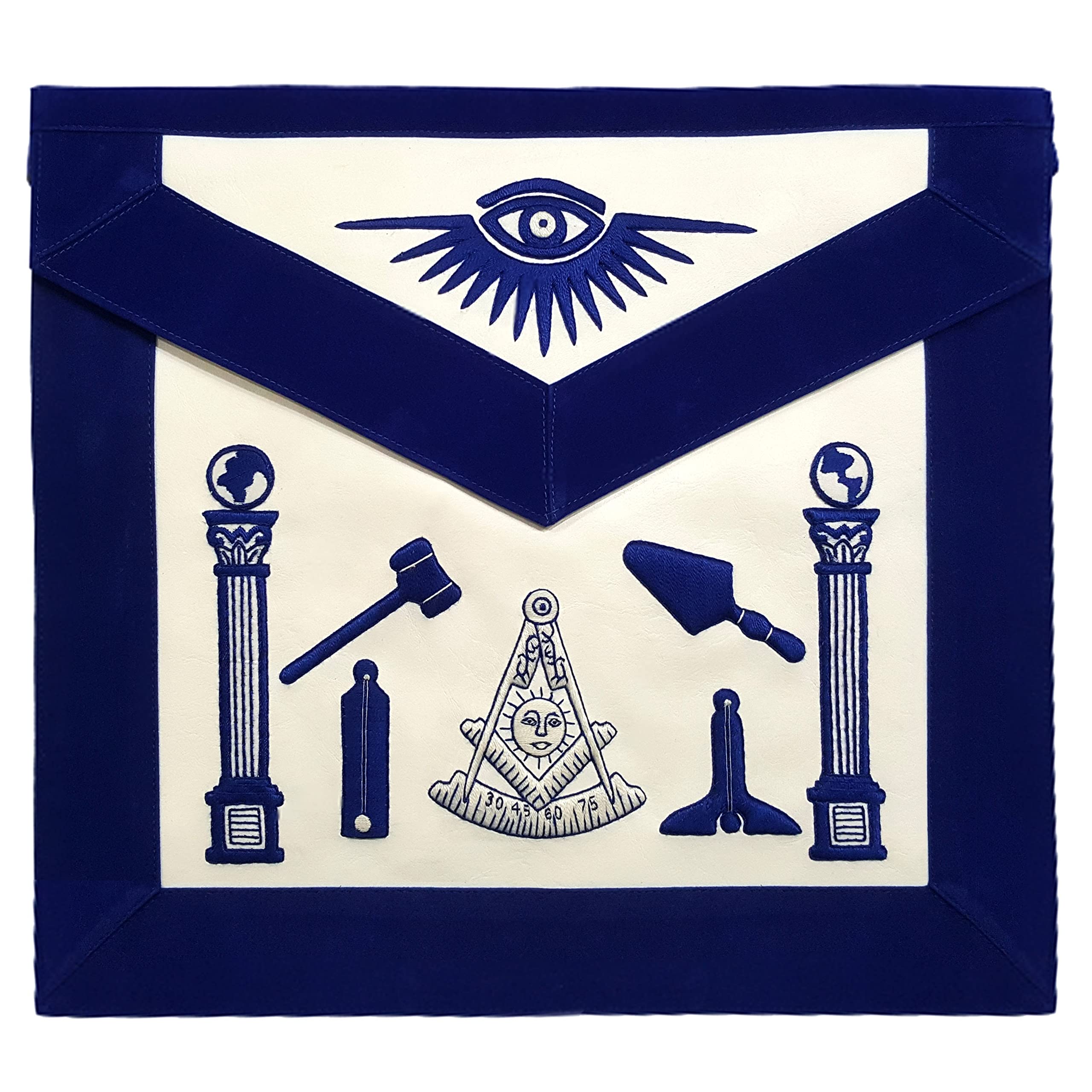 Past Master Apron - Hand Embroidered Royal Blue Work Apron for Woodworking, Cooking & Crafting | Durable & Stylish Tool Apron for Professionals & DIY Enthusiasts