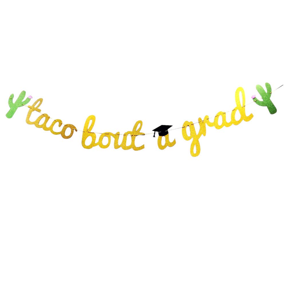 KESYOO Taco Bout a Grad Banner - Cactus Graduation Party Decorations, Congrats Grad Garland for 2021 Graduation Celebrations - Perfect for Backyard Parties, School Events & Graduation Photo Backdrops