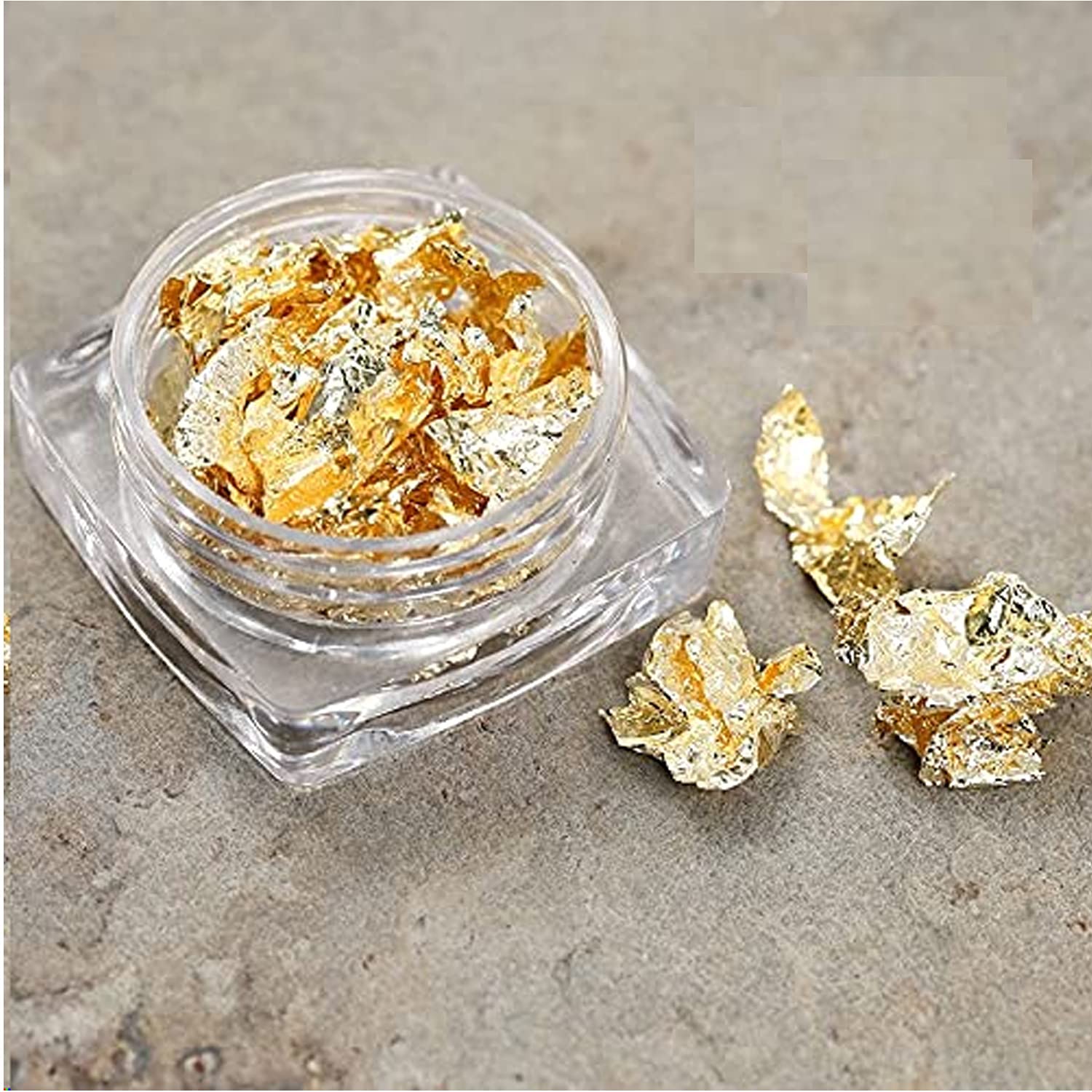 1 Jar or Set Matte Rose Gold & Silver Leaf Flakes Confetti - Nail Art Decorations, DIY Party Supplies (Gold) - Perfect for Nail Designs, Wedding Decor, Gift Wrapping & Craft Projects