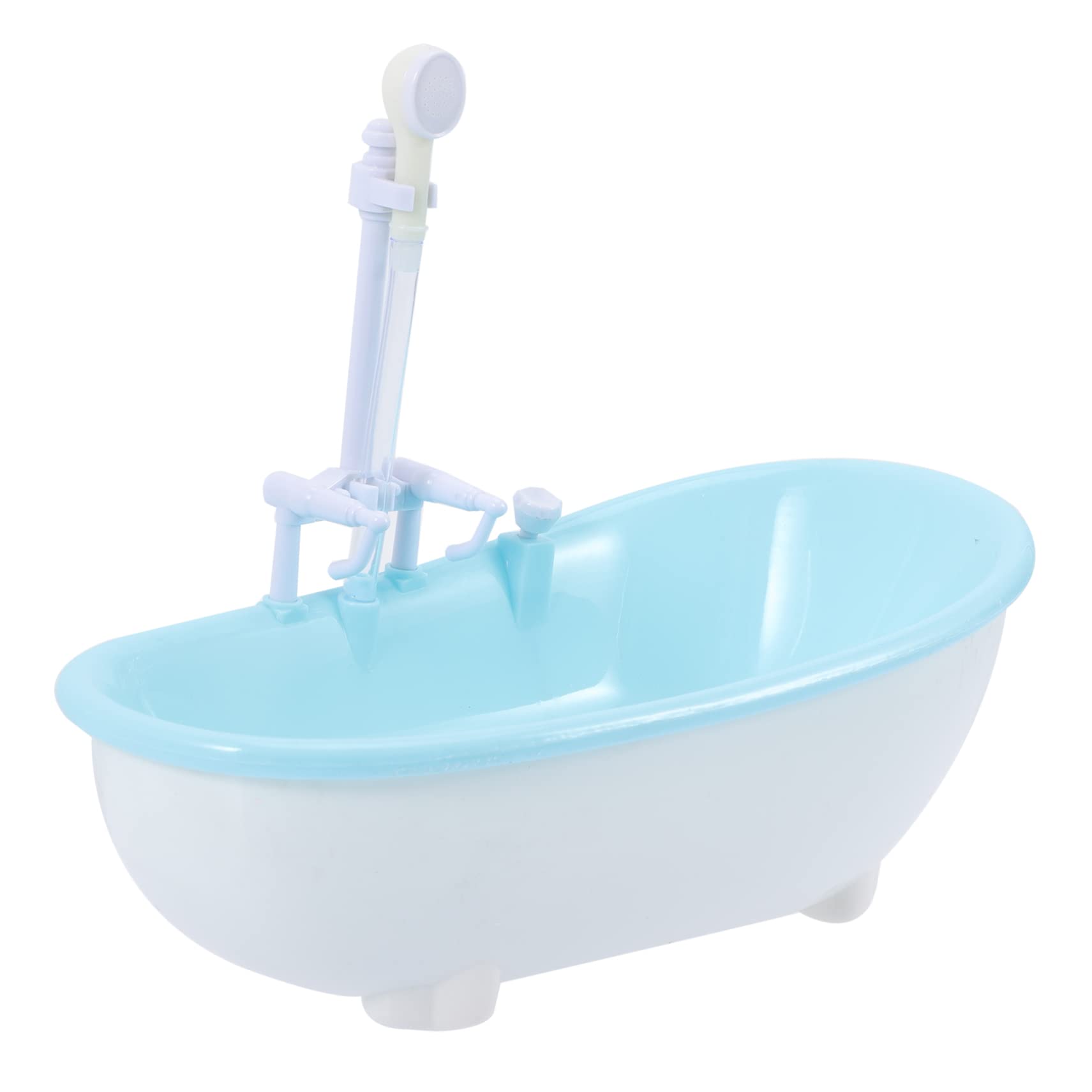 FAVOMOTO 3-Piece Bath Spray Toys Set - 18 Doll Furniture & Figurines for Kids, Sky Blue Plastic Bathtub Accessories - Perfect for Bath Time Play & Dollhouse Scenes