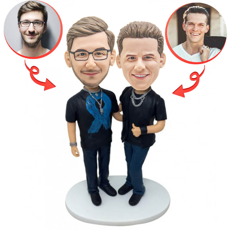 Custom Personalized Fashion Brothers Bobblehead - Unique Gift for Siblings, Couples & Friends - Perfect for Birthdays, Anniversaries & Home Decor