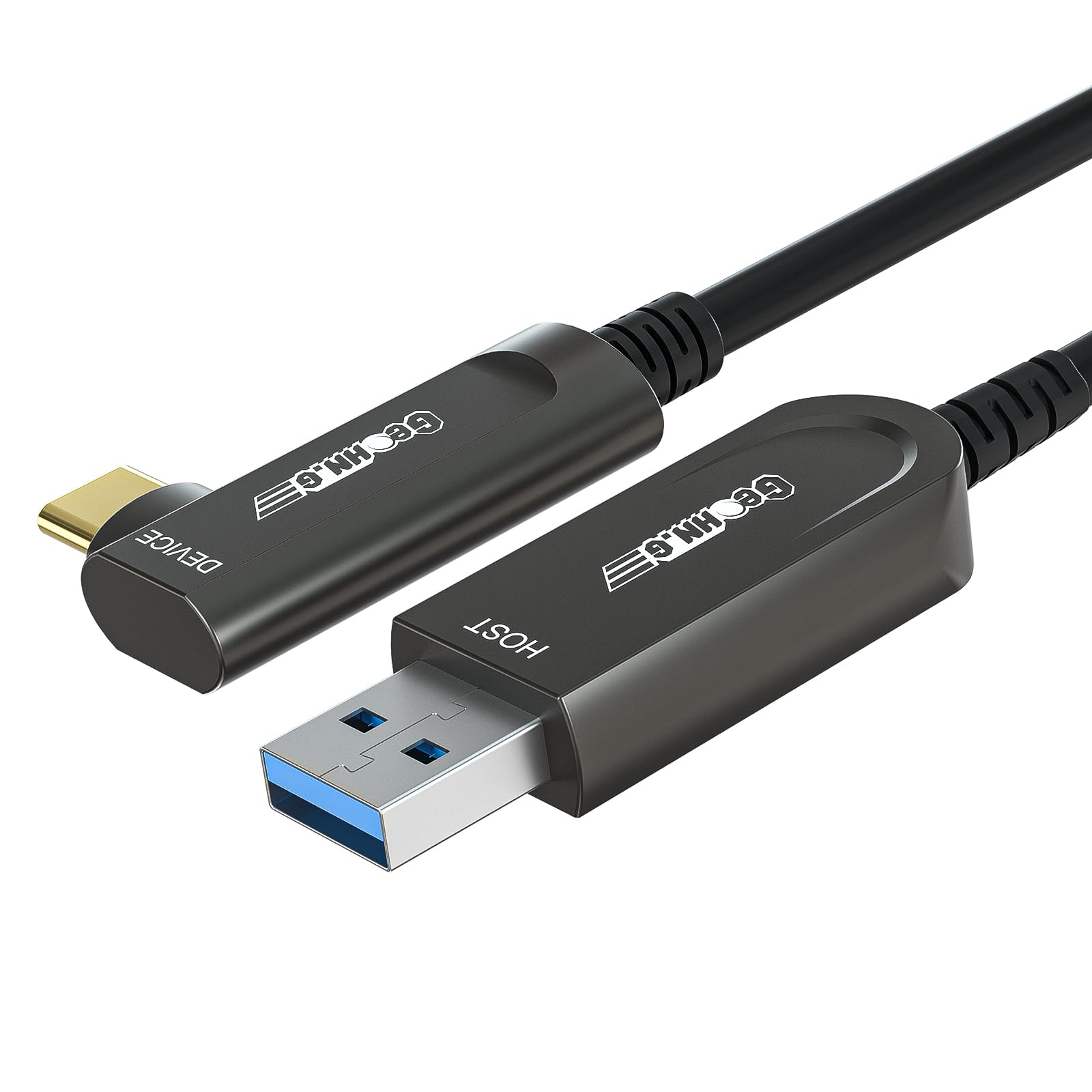 10M Active Optical USB 3.2 Gen 2 Cable (10Gbps) - 90° Right Angle USB-A to USB-C Fiber Optic Long Distance Cable for VR/AR Headsets, Oculus Quest 2, Webcams, Cameras, Mini PCs - Perfect for Gaming, Streaming & Professional Studio Setups