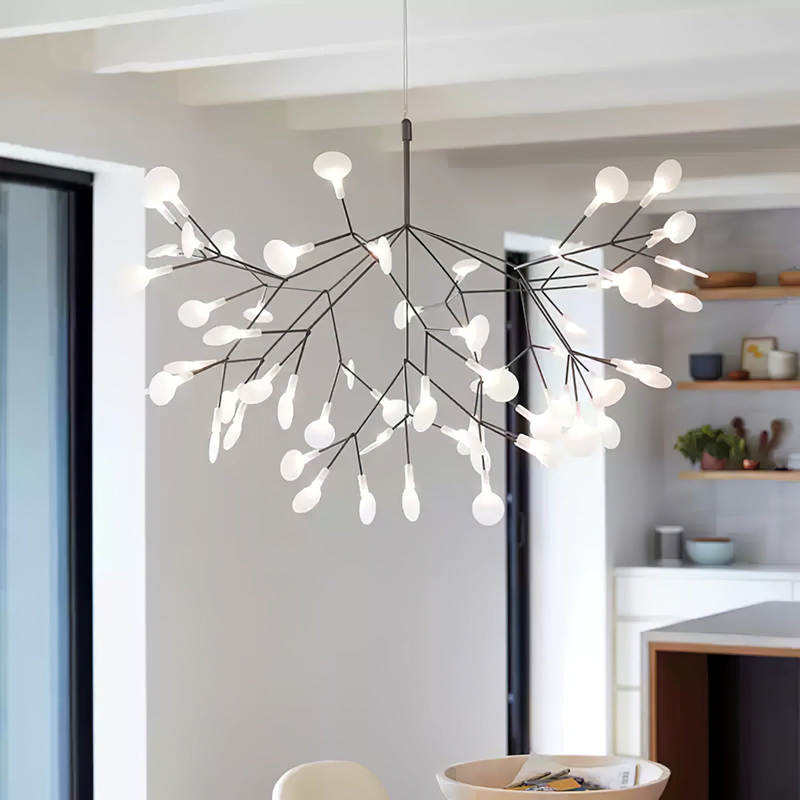 Stylish Black Firefly LED Chandelier - Modern Crystal Ceiling Light Fixture for Dining Room, Bedroom & Living Room Decor
