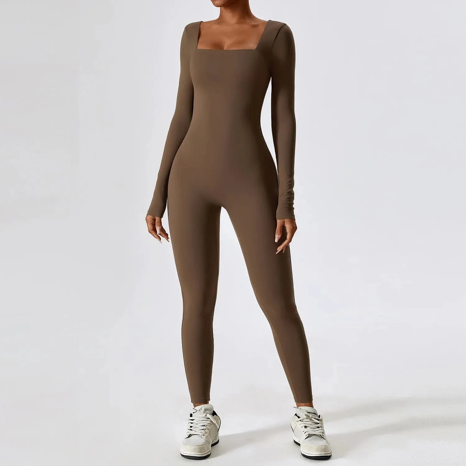Women's Seamless Long Sleeve Yoga Jumpsuit - Gym Workout Bodysuit for Fitness, Running & Push Ups | Breathable Sportswear for Yoga, Pilates & Home Exercises