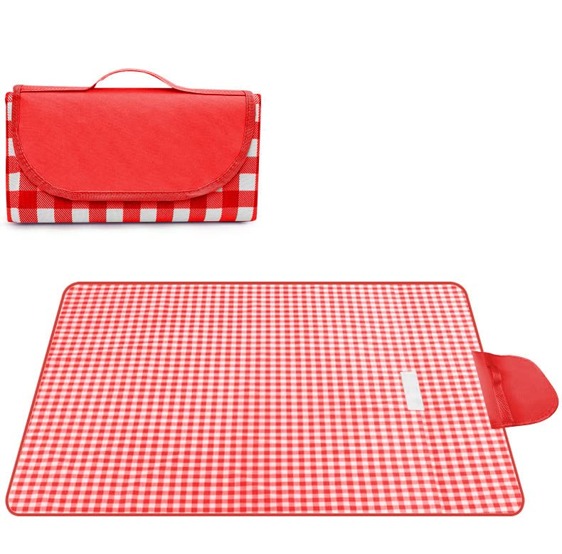 Waterproof Foldable Picnic Blanket - Sandproof Outdoor Beach Mat for Camping, Hiking & Travel - Portable Lightweight Blanket for Park, Beach, Picnic (Red)