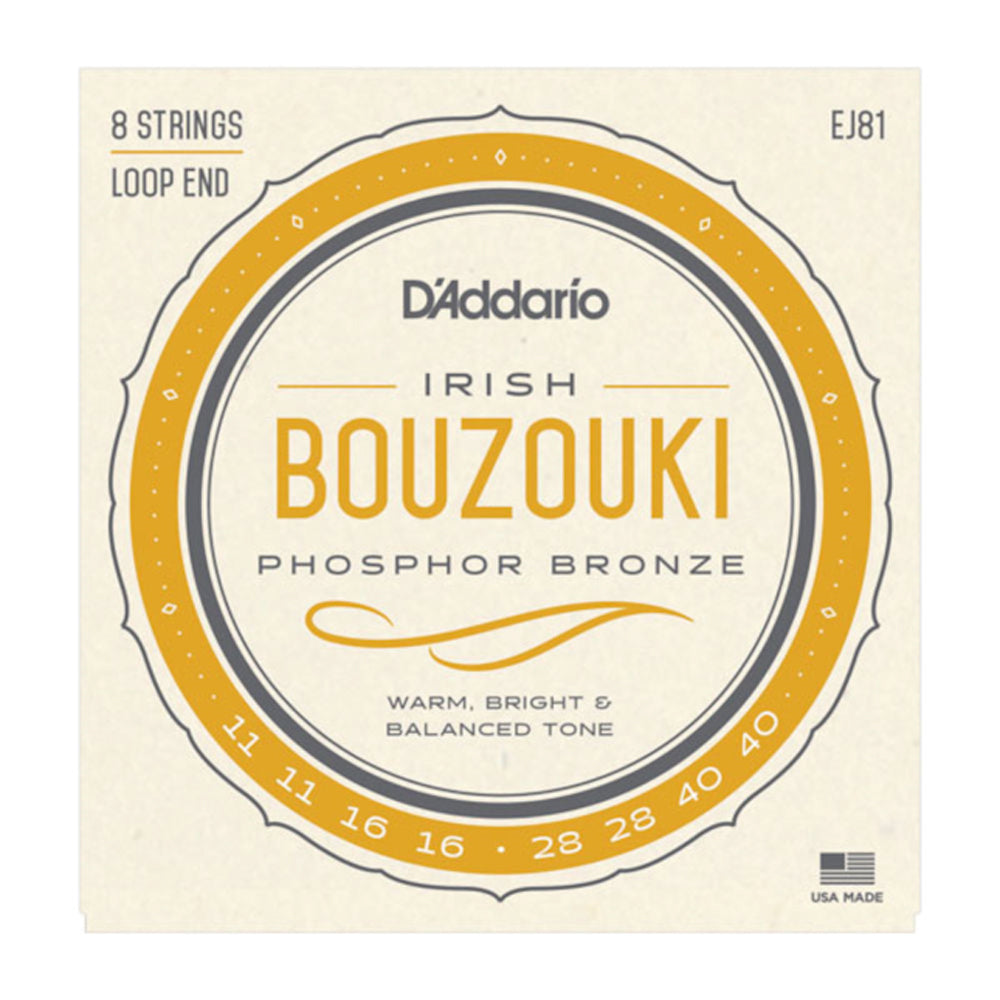 D'Addario EJ81 Irish Bouzouki Strings Loop End - Authentic Celtic Sound for Traditional Music | Perfect for Live Performances & Studio Recording