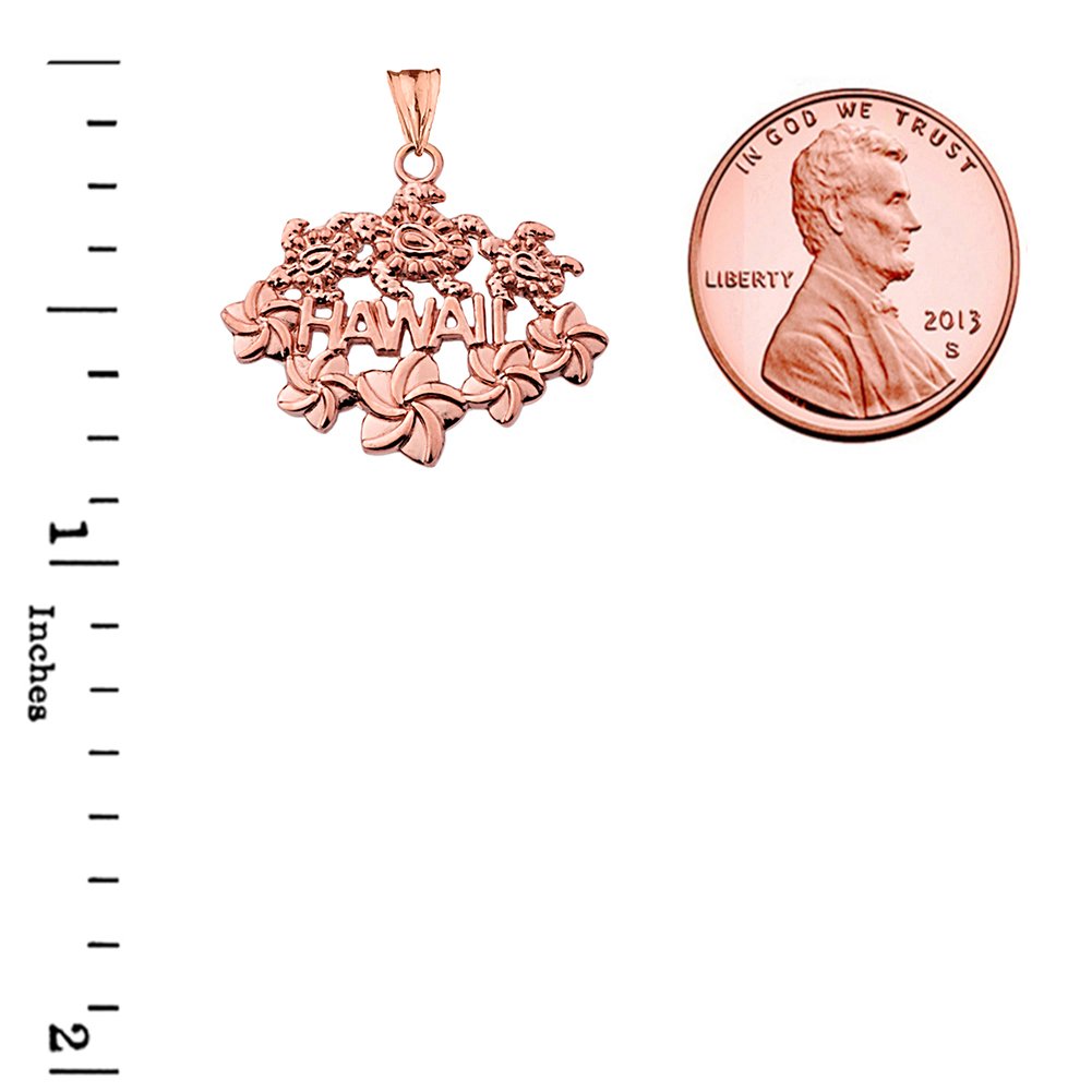 10k Rose Gold Hawaii Aloha State Charm Pendant Necklace for Women - Elegant Hawaiian Jewelry Gift for Birthday, Anniversary & Travel Souvenir