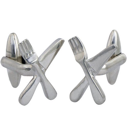 Sterling Silver Fork & Knife Cufflinks - Elegant Dining-Themed Jewelry for Men, Perfect for Weddings, Formal Dinners & Chef Gifts