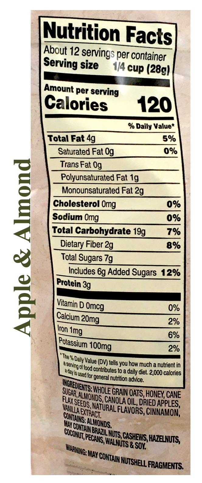LIVE G FREE 2 Pack Gluten Free Certified 100% Whole Grain Honey Granola - 12oz Each, NON GMO, Wheat & Cholesterol Free (Apple Almond/Raisin Almond) - Healthy Breakfast & Snack for Active Lifestyles