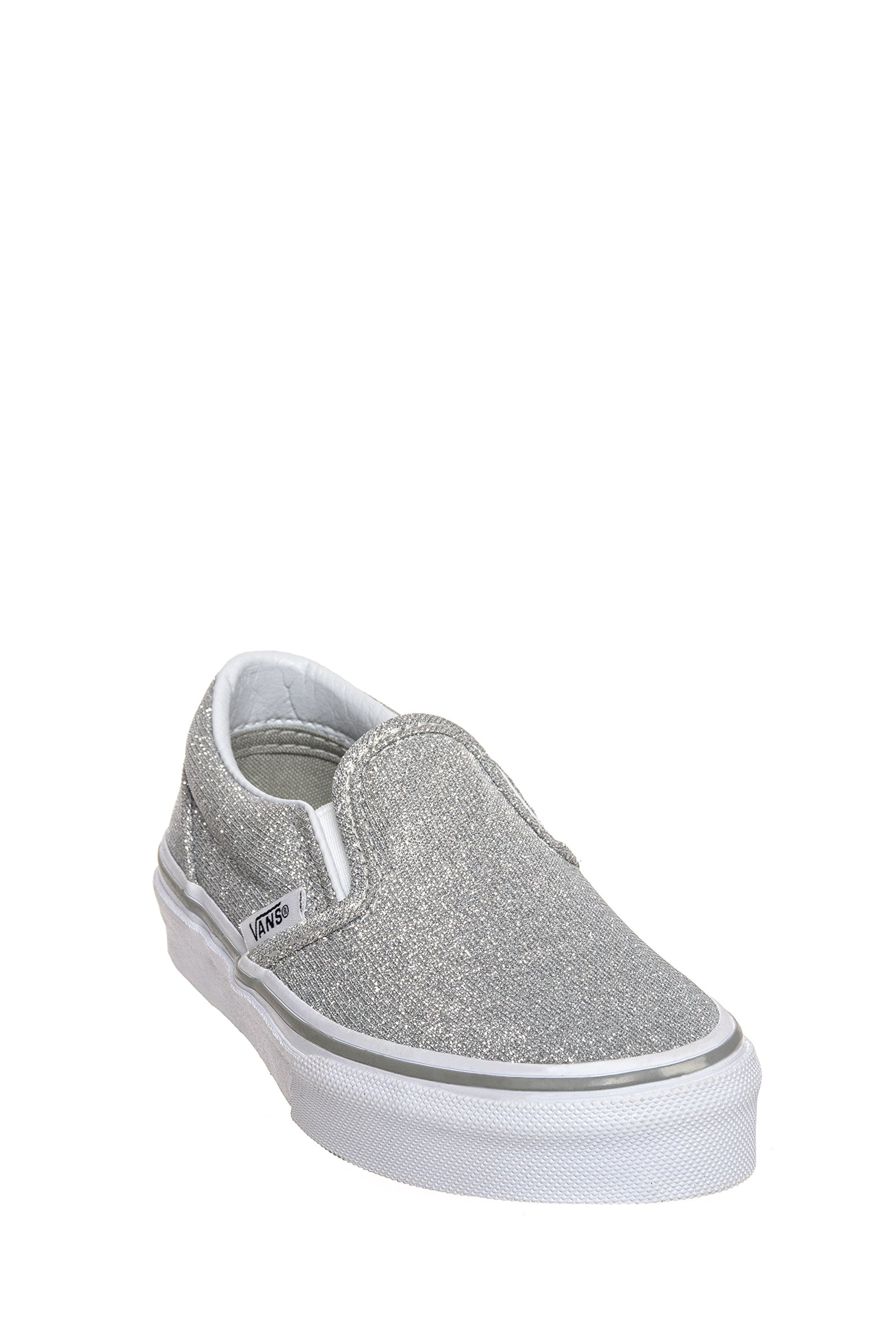 Vans Classic Slip-On Kids Shoes - Silver Shimmer (Size 10.5 M US Little Kid) | Comfortable Slip-On Sneakers for Boys & Girls | Perfect for School, Playground & Casual Wear