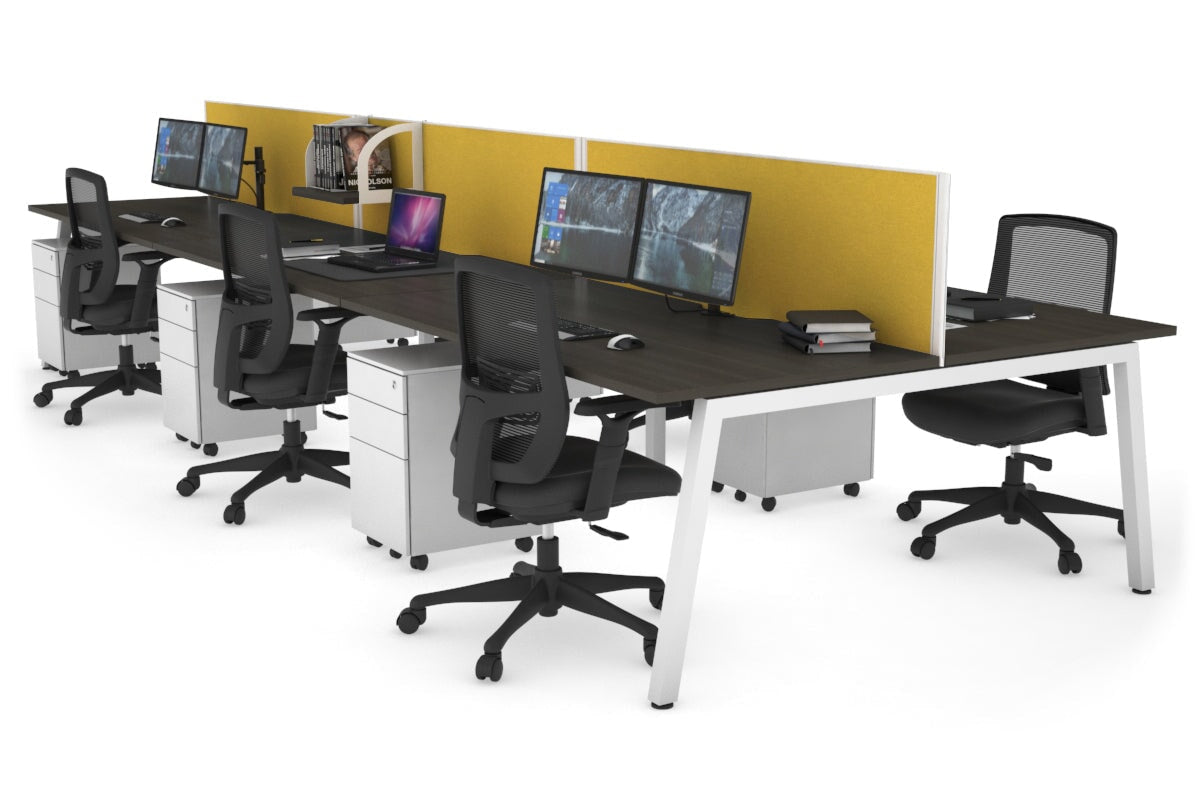 Quadro 6-Person Office Workstation Desk - 1800L x 800W with Cable Management Scallop | Modern Office Furniture for Team Collaboration & Workspace Organization