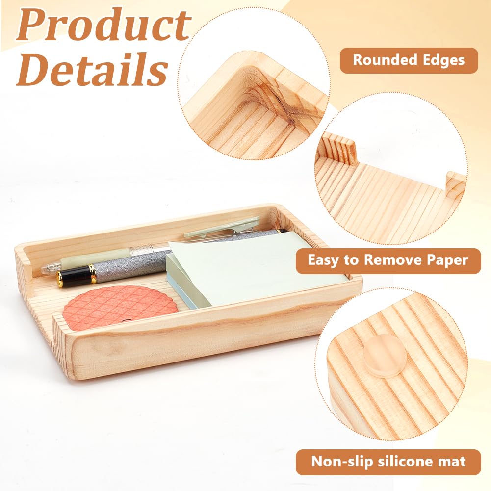 Wooden Sticky Notes Holder - 5.91x4.33 Inch Self-Stick Memo Pad Organizer & Dispenser for Office Desk, Home, School - Perfect for Notes, Reminders, and To-Do Lists