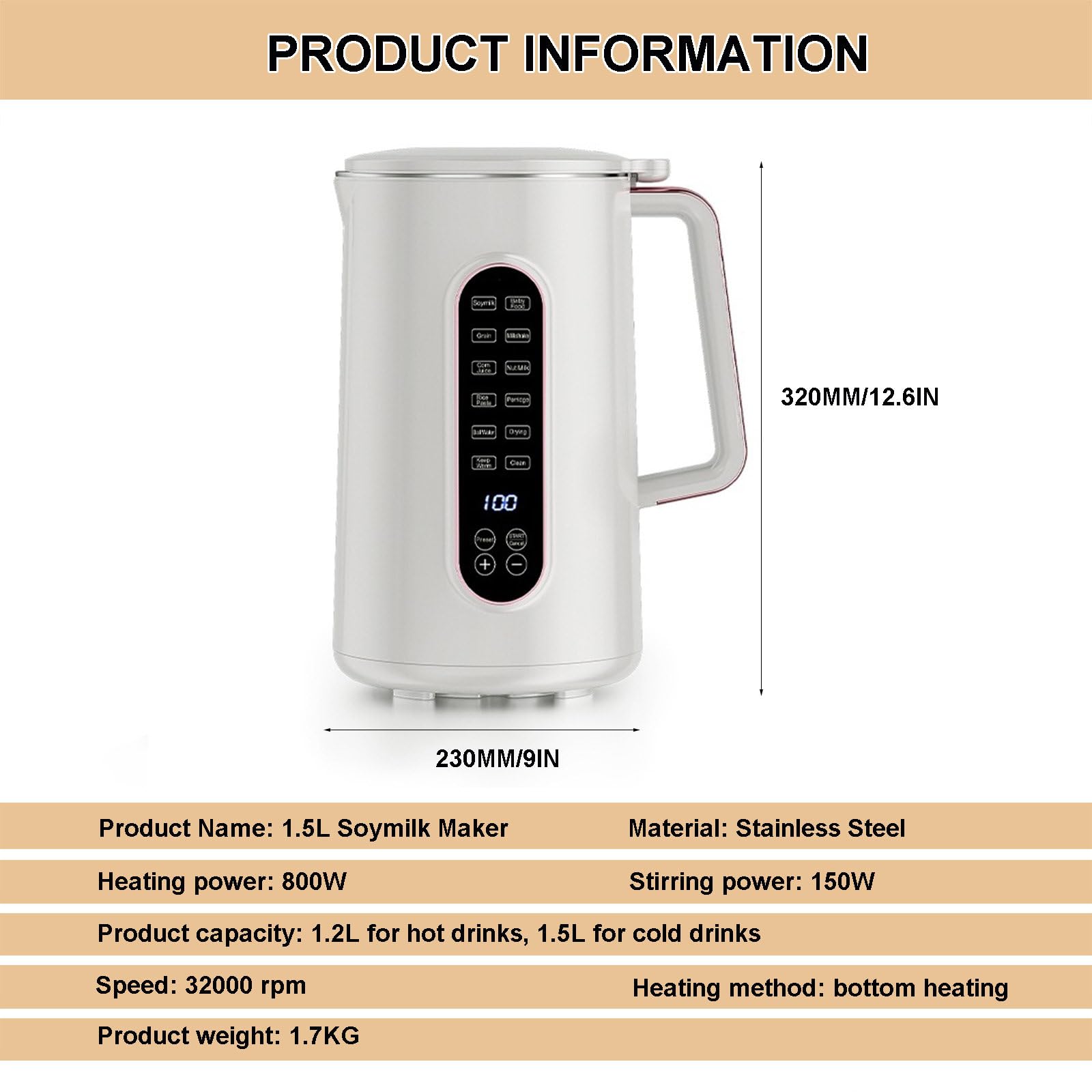 **Automatic Nut Milk Maker 32000 RPM - Stainless Steel Almond, Soy Milk Machine - Low Noise Wall Crushing for Home Use - Perfect for Afternoon Tea, Rice Paste, Porridge (Includes 2 Cups) - Healthy & Quick Homemade Nut Milk**