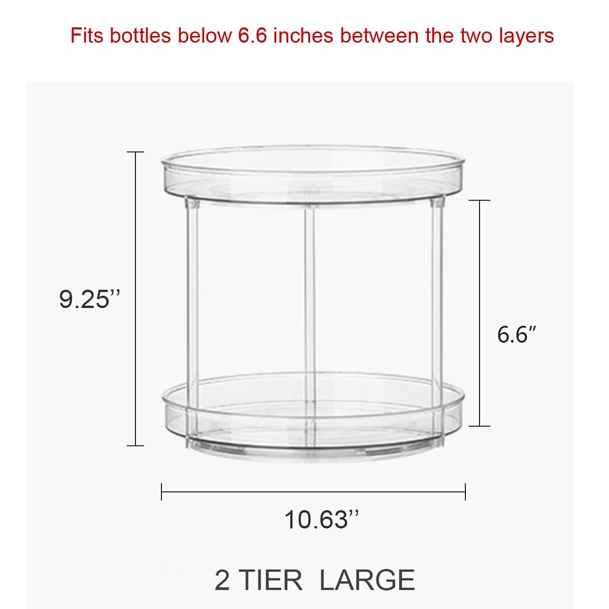 2-Tier Rotating Makeup Organizer with 360° Rotation - Clear Acrylic Skincare & Perfume Storage for Bathroom Vanity, Bedroom Dresser, and Kitchen Countertop (10.6 Inches)