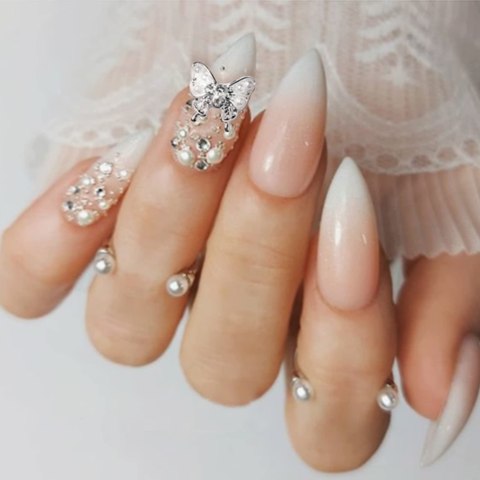 3D Butterfly Nail Charms with Diamonds - 22 PCS Gold & Silver Rhinestones for Nail Art - Perfect for Women's Nail Design & Decoration