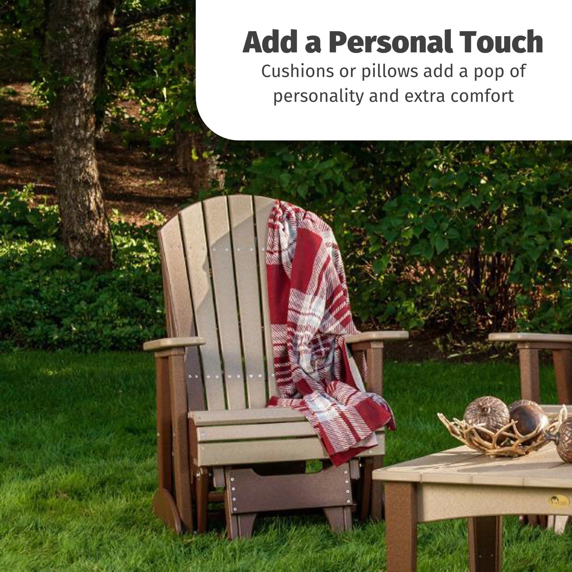 LuxCraft 2' Adirondack Glider Chair - Outdoor Patio Rocking Glider with Smooth Motion - Weather-Resistant Antique Mahogany & Black Finish - Perfect for Backyard, Garden, Deck or Poolside Relaxation