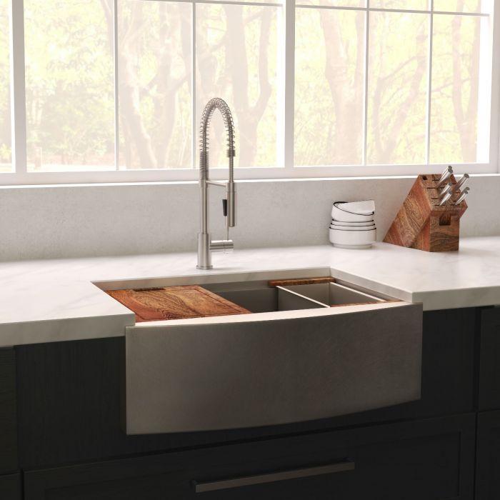 ZLINE Moritz 33-Inch Farmhouse Undermount Single Bowl Kitchen Sink - Premium DuraSnow® Stainless Steel with Drain & Accessories - Perfect for Modern Farmhouse & Rustic Kitchen Renovations