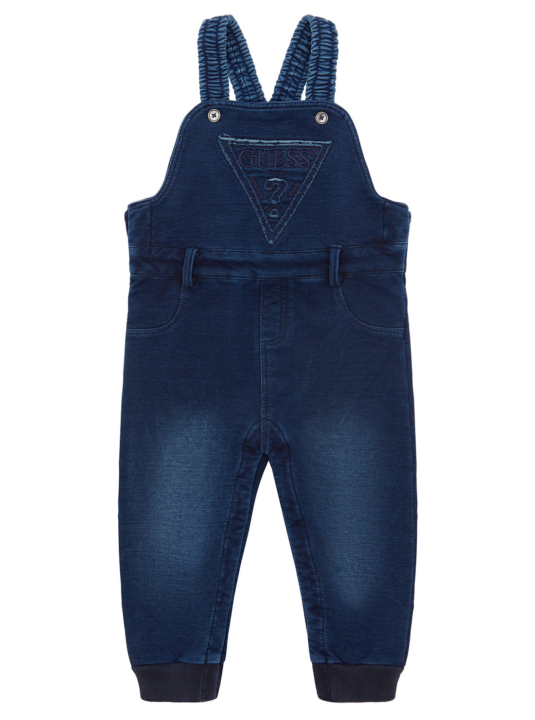 Blue Denim Knit Overalls for Babies 0-12 Months - Soft & Stylish Unisex Jumpsuit for Playtime & Photo Shoots