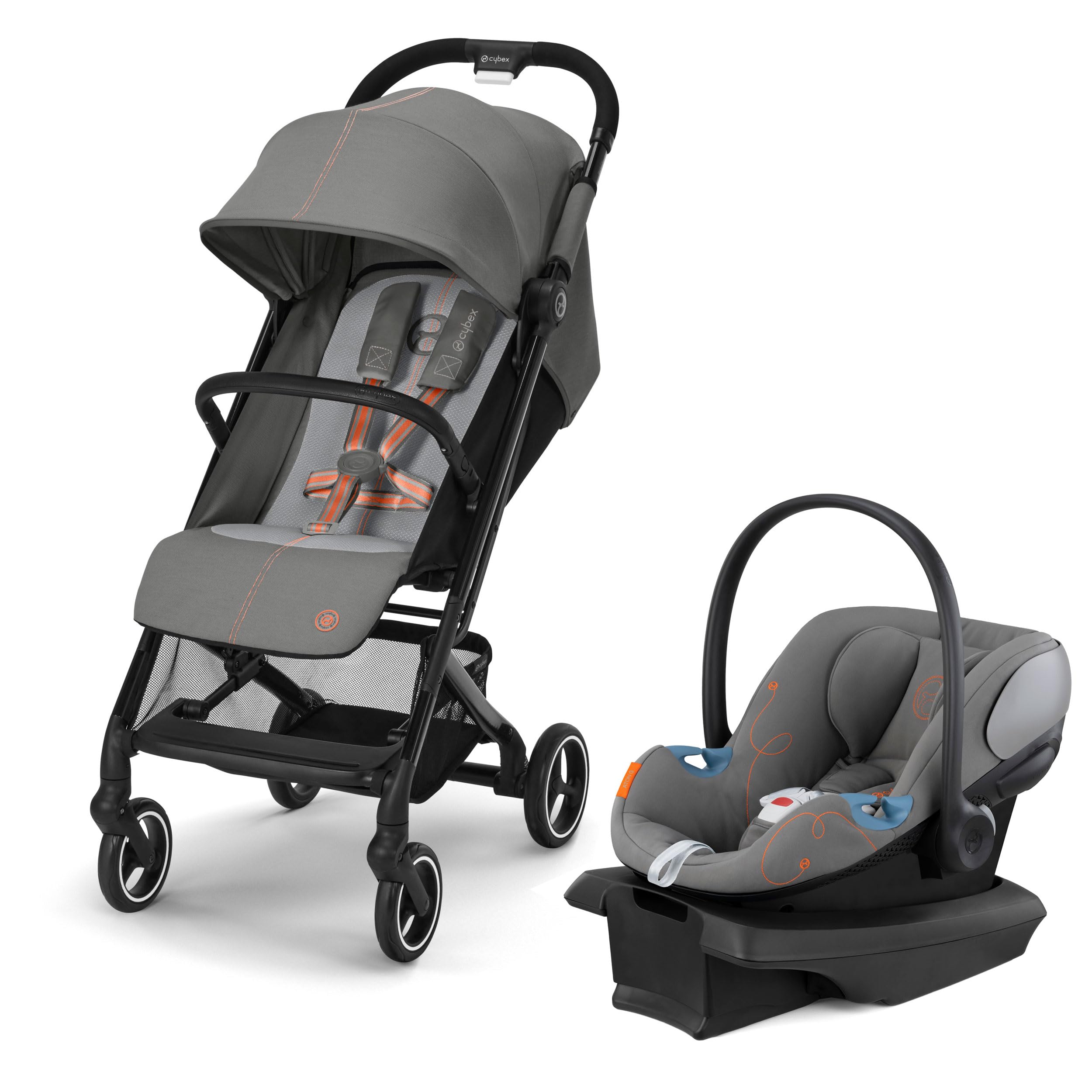 CYBEX Beezy Aton G Travel System Stroller & Car Seat Combo in Lava Grey - Perfect for Newborns & Toddlers, Ideal for Travel, Shopping & Daily Walks