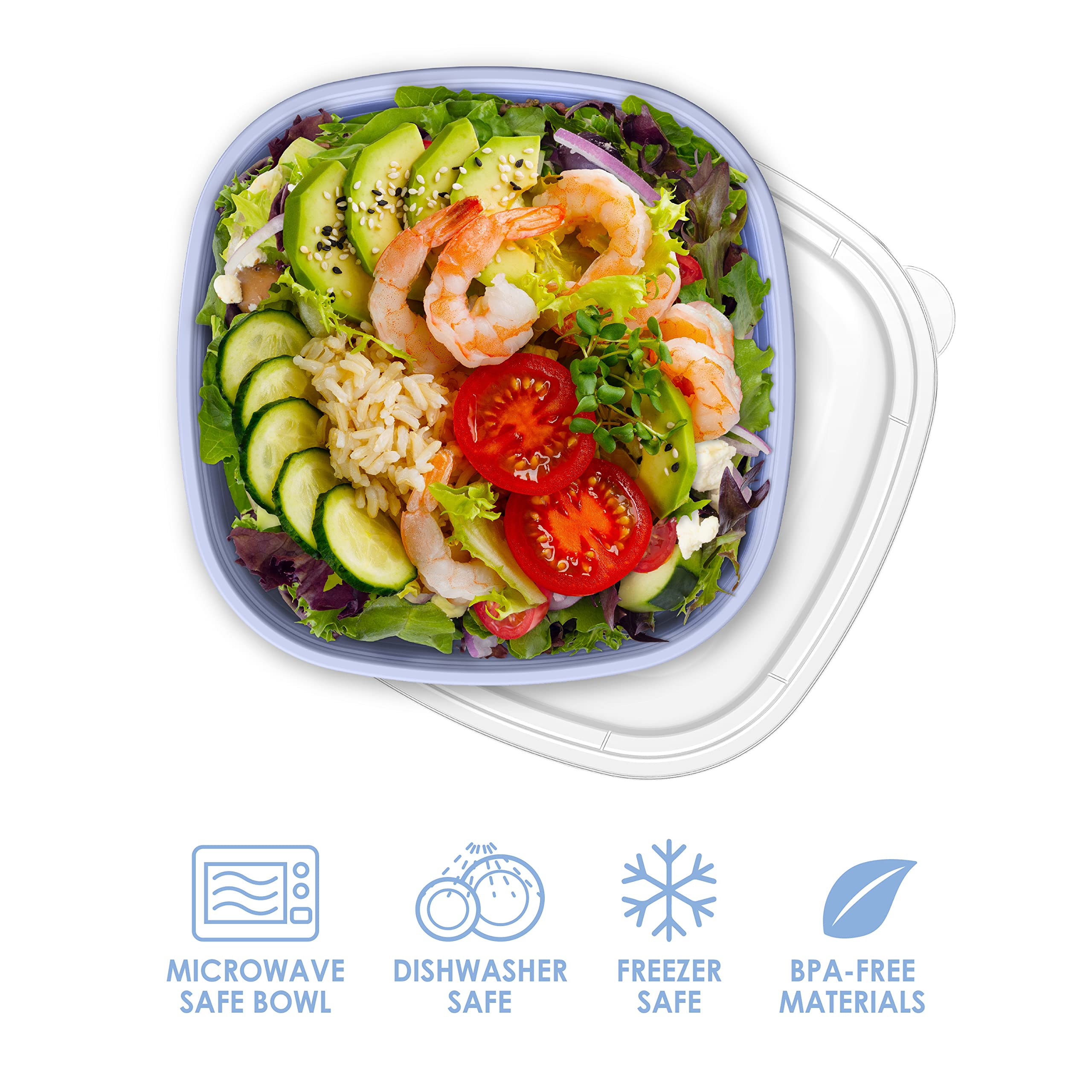 Bentgo Prep - 10-Pack Reusable BPA-Free Meal Prep Containers with Lids - Microwave, Freezer & Dishwasher Safe Food Storage Bowls - Durable 1-Compartment Design (Periwinkle) - Perfect for Meal Prepping, Leftovers & On-the-Go Lunches