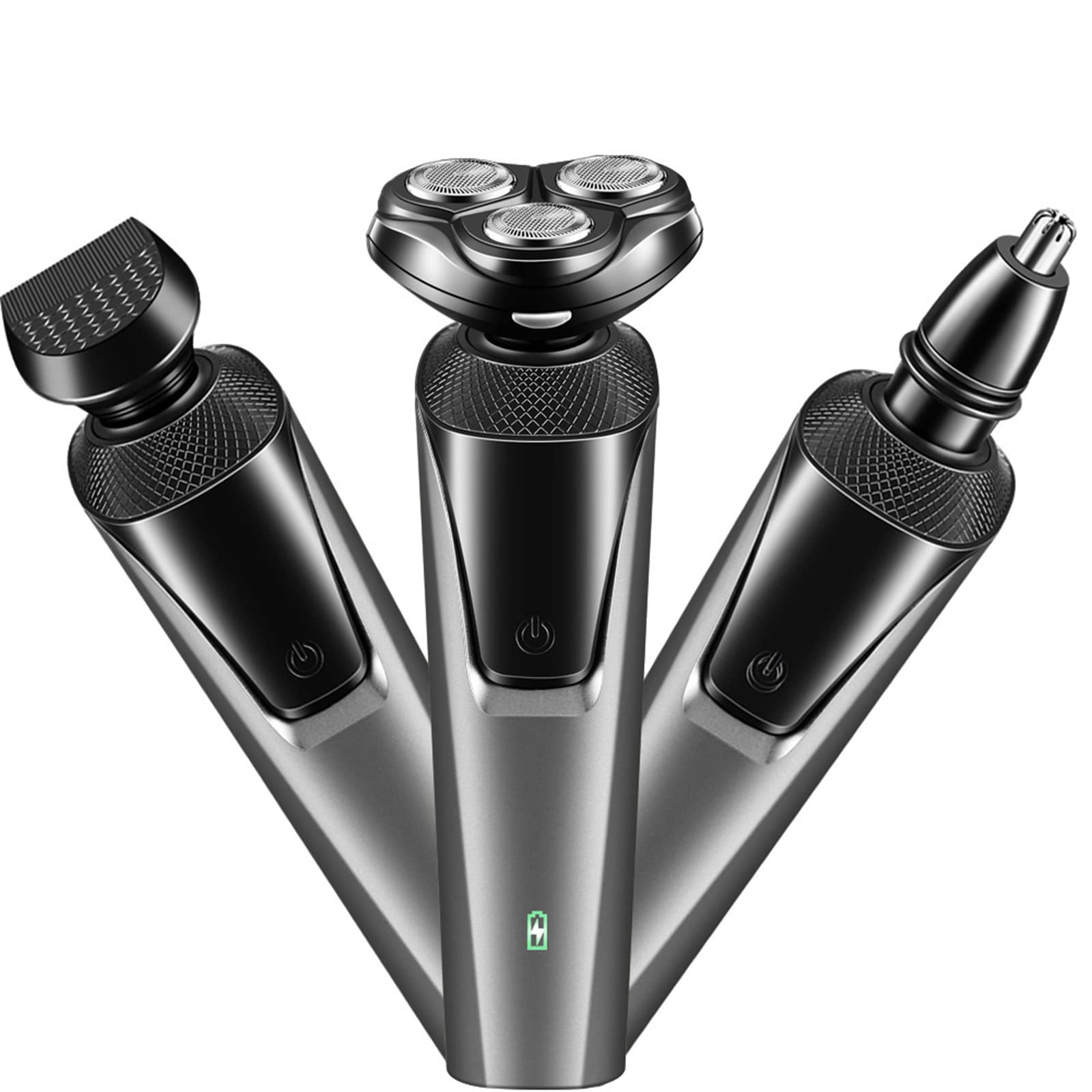 JZZANG 3-in-1 Electric Razor for Men - Waterproof Wet/Dry Beard Trimmer, Nose Hair Trimmer & Hair Clipper Kit with USB Rechargeable Shaver - Perfect for Travel, Home & Gym Use
