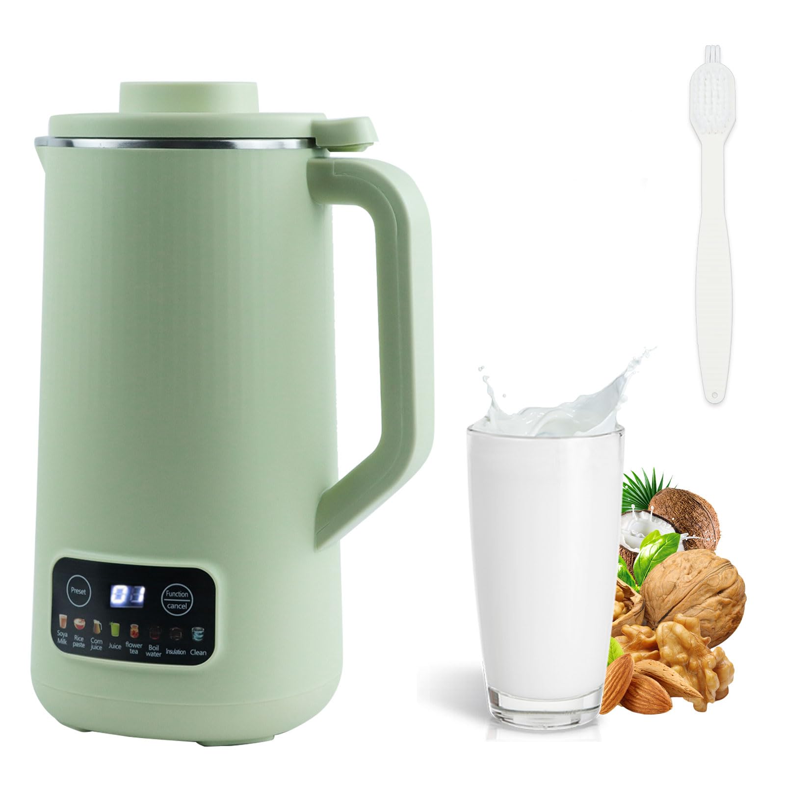 **20 oz Automatic Nut Milk Maker Machine - 10 Blades for Almond, Oat, Soy & Dairy-Free Beverages - 12H Timer, Keep Warm & Auto-Clean (Green) - Perfect for Vegan, Keto & Healthy Lifestyles**