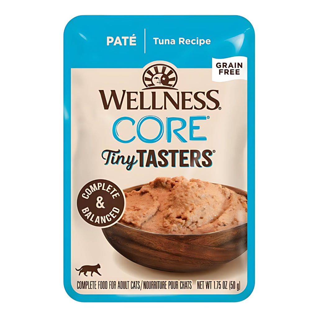 Wellness CORE Tiny Tasters Wet Cat Food - Minced Chicken & Beef, Flaked Tuna & Shrimp, Duck Recipes - Grain-Free, Healthy & Nutritious Cat Food for Kittens & Adult Cats - Perfect for Picky Eaters & Mealtime Variety