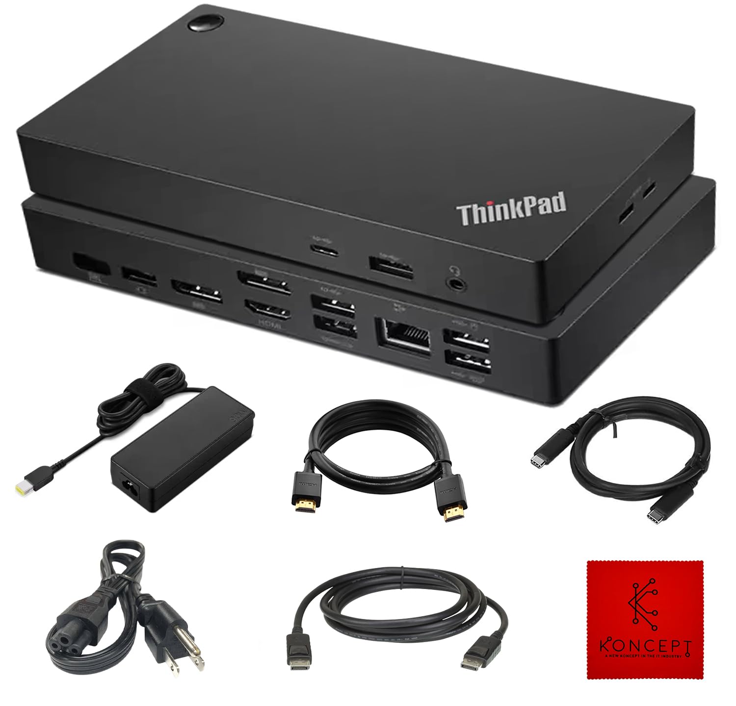 Lenovo 40AY0090US ThinkPad Docking Station with Dual Monitor Support - USB-C, HDMI, DisplayPort & USB-C Cable Included - 1 Year Warranty - Perfect for Home Office & Business Workstations