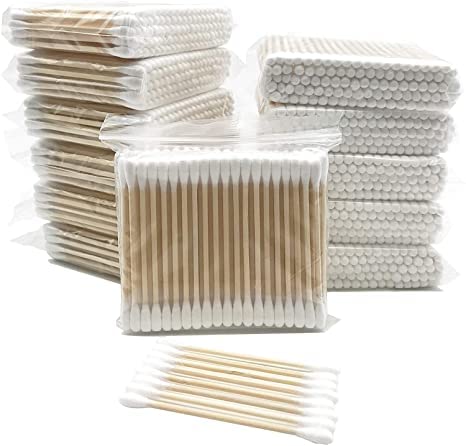 Eco-Friendly Double Pointed Wooden Cotton Swabs - 100 Pack | Safe Ear Wax Removal, Baby Care & Art Crafts | Gentle Cleaning Buds for Sensitive Ears, Makeup, Nail Art & First Aid Kit Essentials
