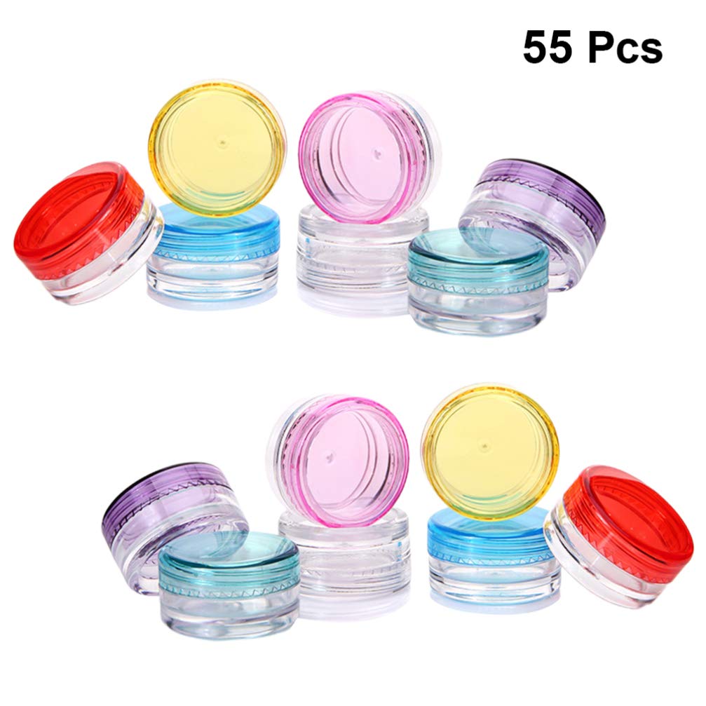 55-Piece Hemoton Leakproof Plastic Cosmetic Jars with Lids - Mini Travel Containers for Makeup Samples, Lip Balm, Creams & Beads | Perfect for DIY Beauty, Travel Toiletries & Craft Storage