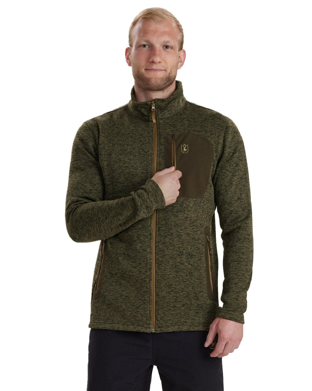 Deerhunter Sarek Knitted Jacket for Men - Warm Winter Outdoor Fleece Coat for Hiking, Camping & Casual Wear