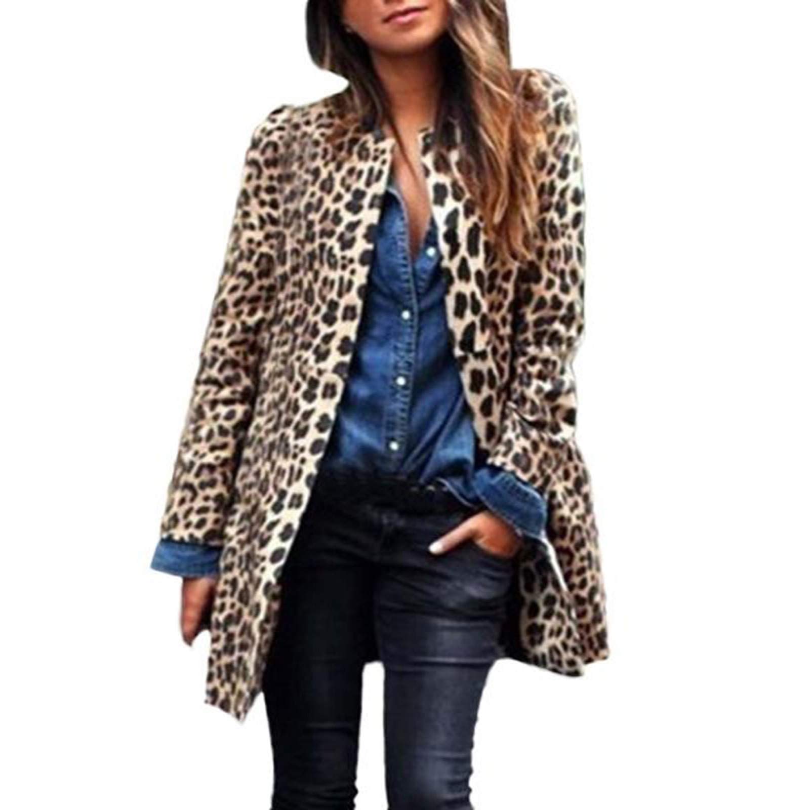 Women's Leopard Print Windproof Warm Long Coat - Stylish Winter Cardigan for Women | Perfect for Outdoor Activities, Casual Wear & Cold Weather Fashion
