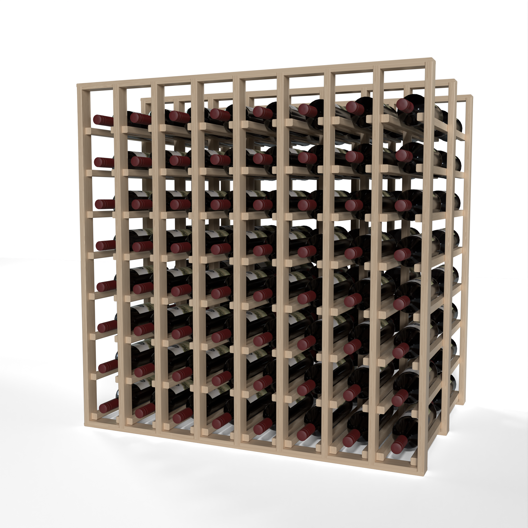 GrandCellar™ 8 Column Full Depth Double Deep Wine Rack - Holds 36 Bottles | Premium Wooden Wine Storage for Home, Restaurant, or Wine Cellar Organization