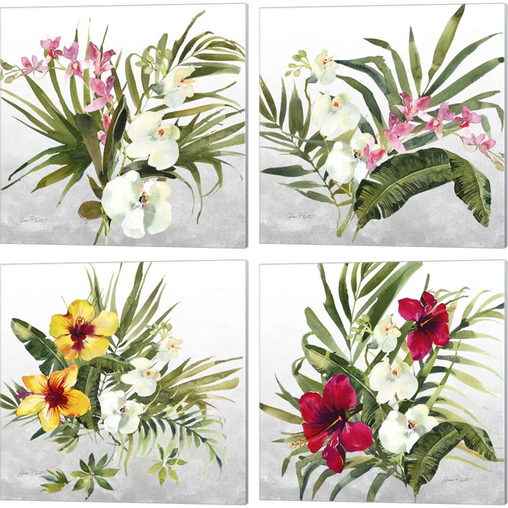 Jean Plout Orchid Canvas Art Set - 4 Piece 10x10 Inch Floral Wall Decor for Living Room, Bedroom & Office | Modern Botanical Home Decor