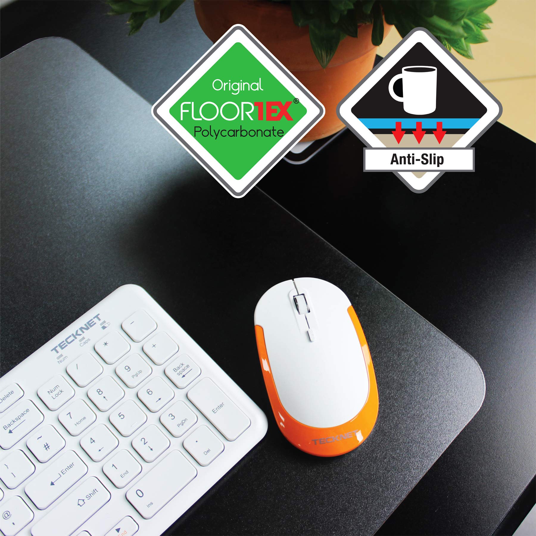 Floortex® 2-Pack Polycarbonate Rectangular Desk Protector Mats - 17