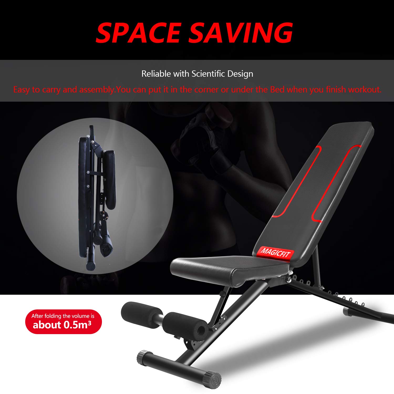 7-Level Adjustable Weight Bench for Home Gym - Foldable Incline/Decline/Flat Workout Bench with 550LBS Capacity - Perfect for Strength Training, Bench Press & Full-Body Exercises at Home
