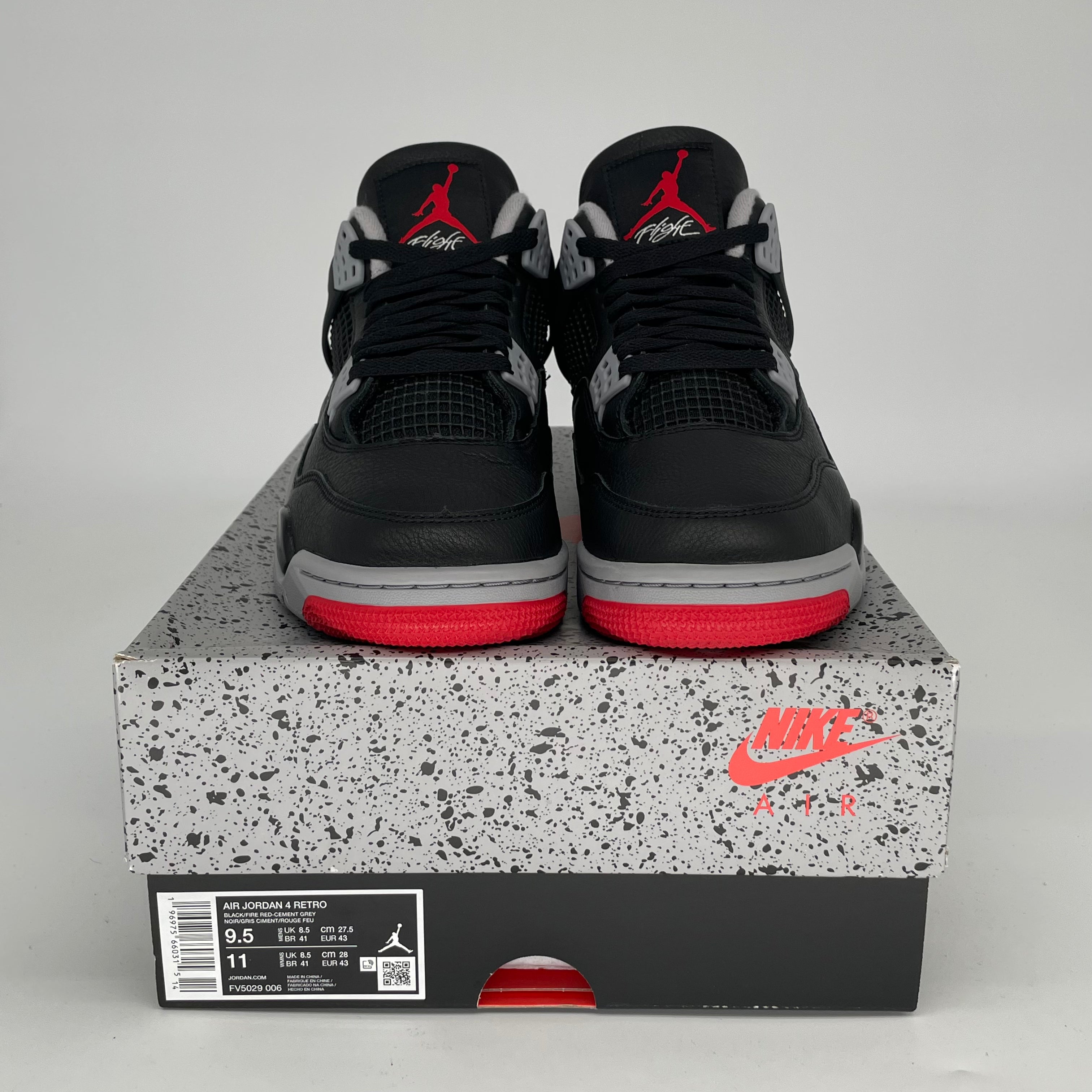Original Air Jordan 4 Bred Reimagined Men's Basketball Shoes - Size 9.5/11W (FV5029-006) - Retro Style for Streetwear & Sneaker Collectors - Perfect for Casual Wear, Sports & Fashion Outfits