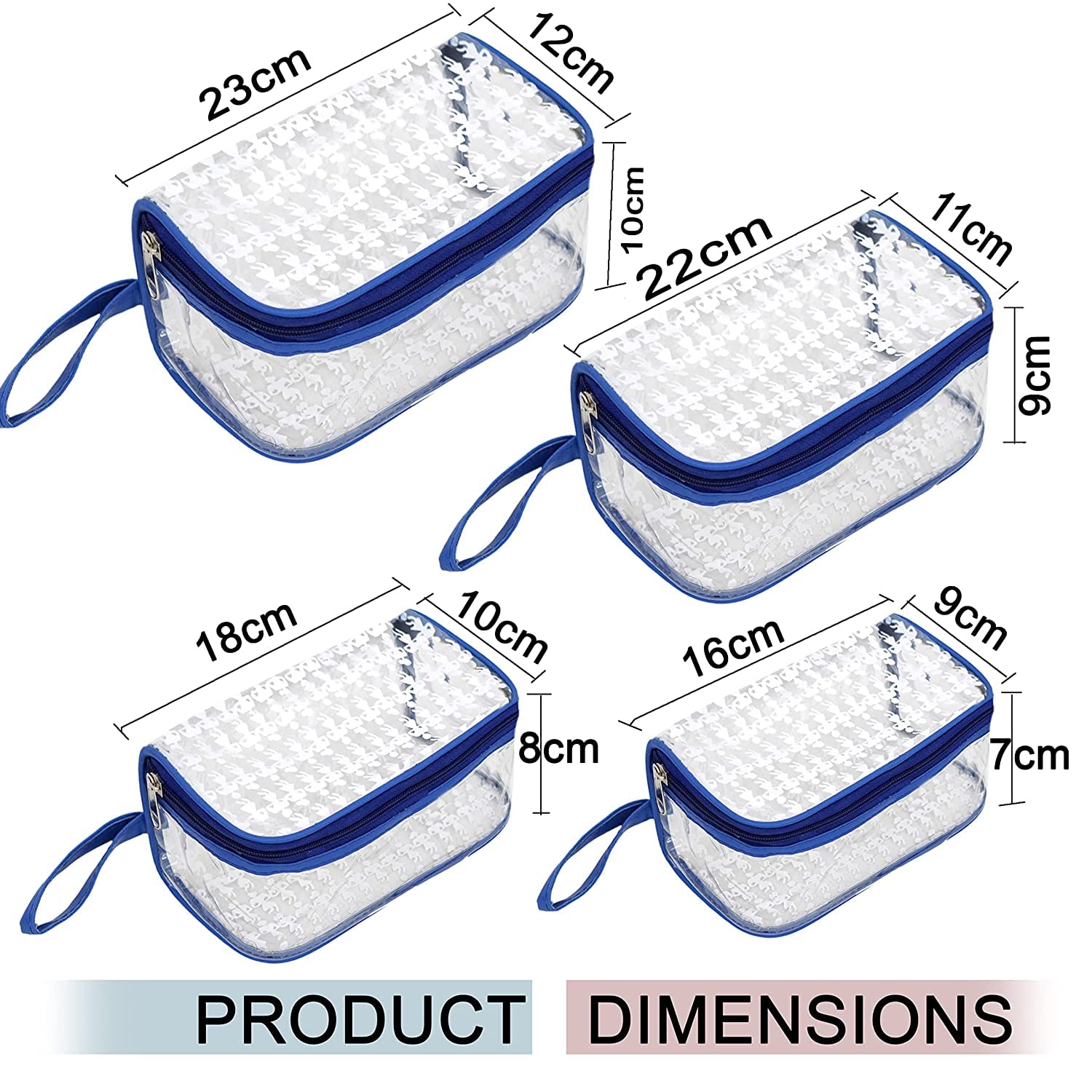 STACKRAID Clear Makeup Bag for Travel - Waterproof Cosmetic Organizer Pouch with Zipper for Jewelry, Toiletries & Accessories - Perfect for Gym, Vacation & Daily Use (Blue)