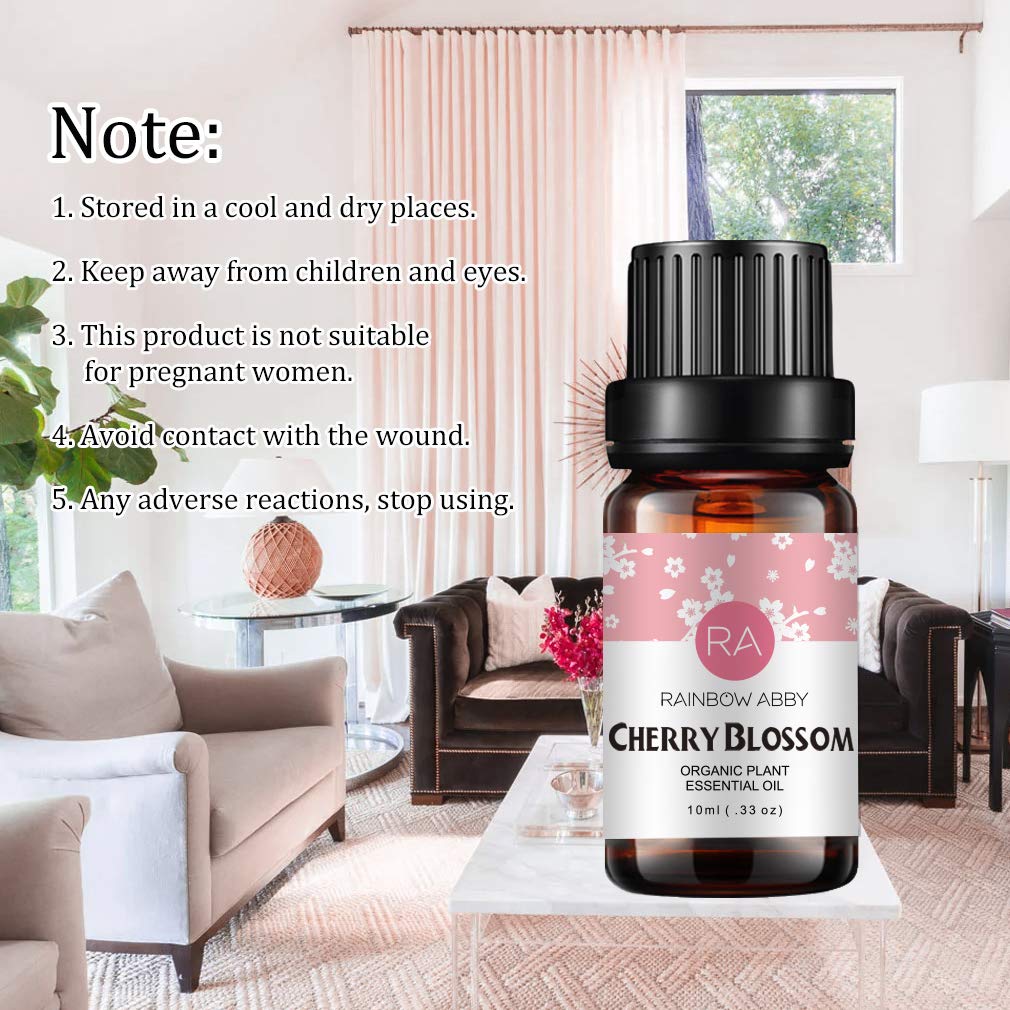 100% Pure Organic Cherry Blossom Essential Oil for Diffusers, Massage & Skin Care - Natural Floral Aromatherapy Oil - 10ml - Perfect for Relaxation, Spa & Home Fragrance