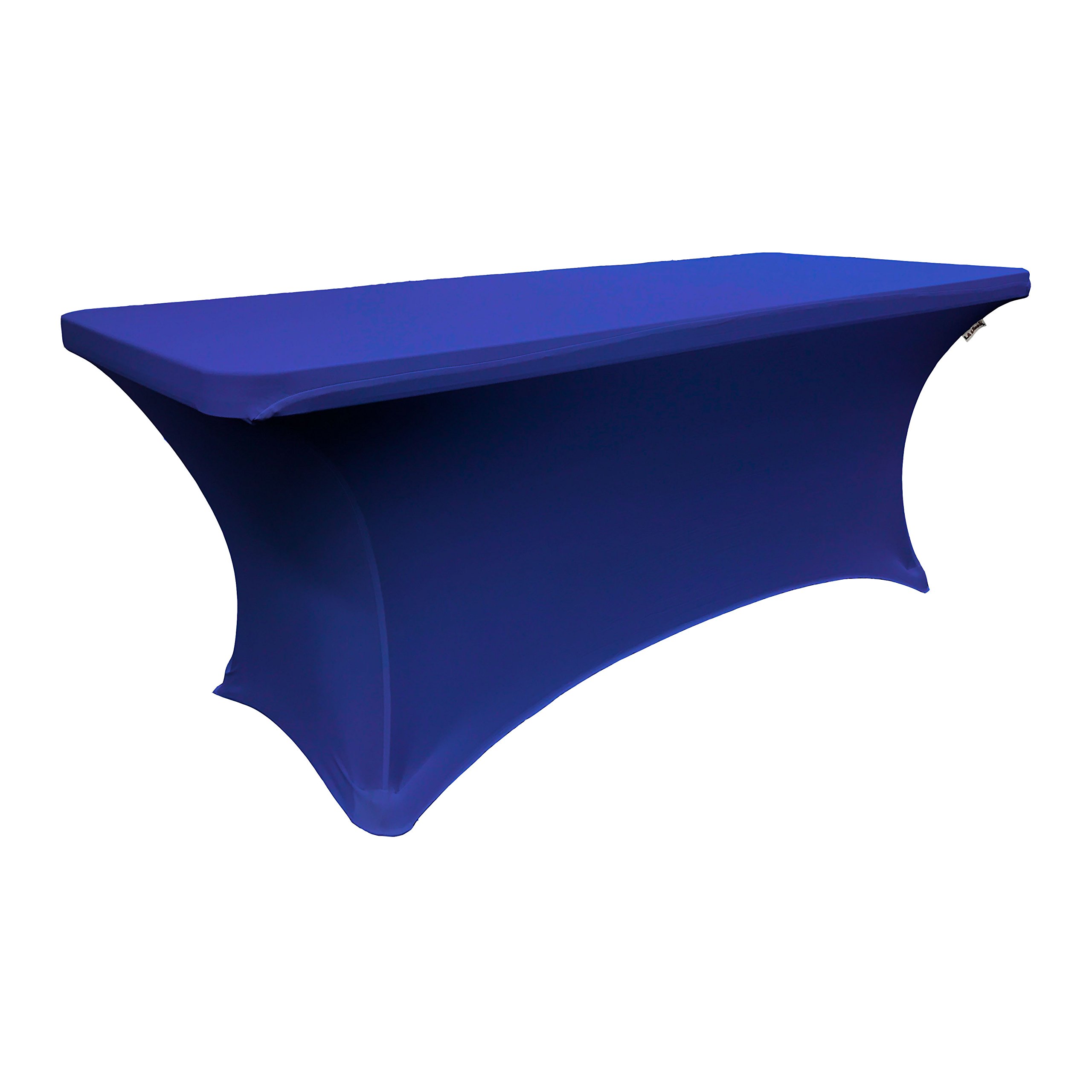 LA Linen Spandex Tablecloth for 8-Foot Rectangular Table - 96x30x30 Inches, Royal Blue - Perfect for Weddings, Banquets & Holiday Dining Decor