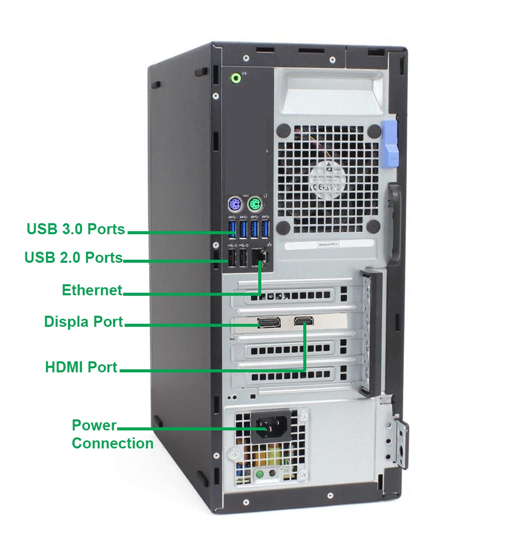 Refurbished Dell OptiPlex 7040 Tower Desktop PC - Intel Core i5-6500 3.2GHz, 8GB RAM, 128GB SSD + 500GB HDD, AMD Radeon RX-550 4GB Graphics, WiFi, Windows 10 | Ideal for Home Office, Business Workstations & Gaming Setups