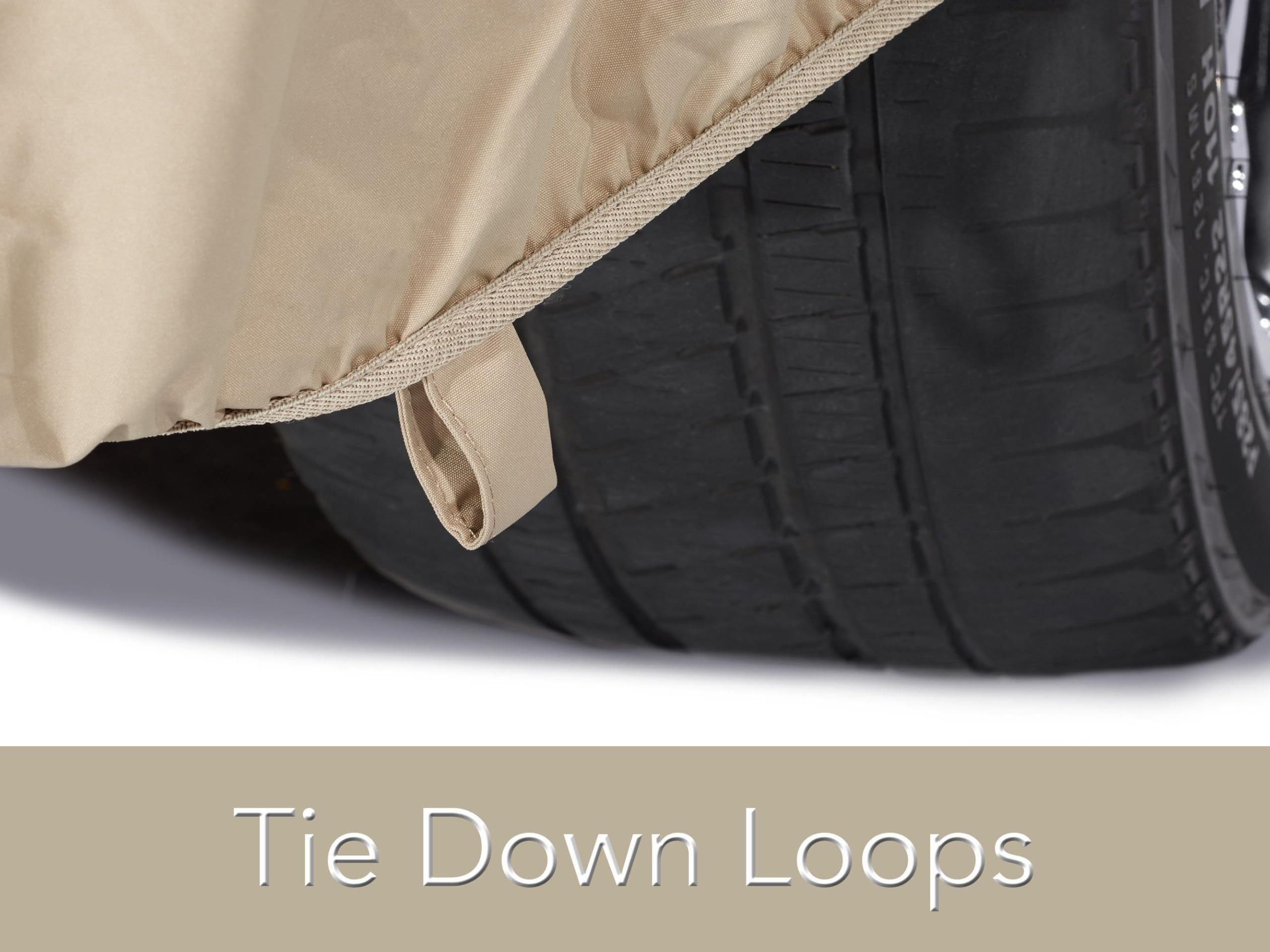 Covermates Contour Fit Car Cover - Lightweight Polyester Weatherproof Vehicle Cover with Elastic Hem (Khaki) - Perfect for Outdoor Parking, Travel & Long-Term Storage