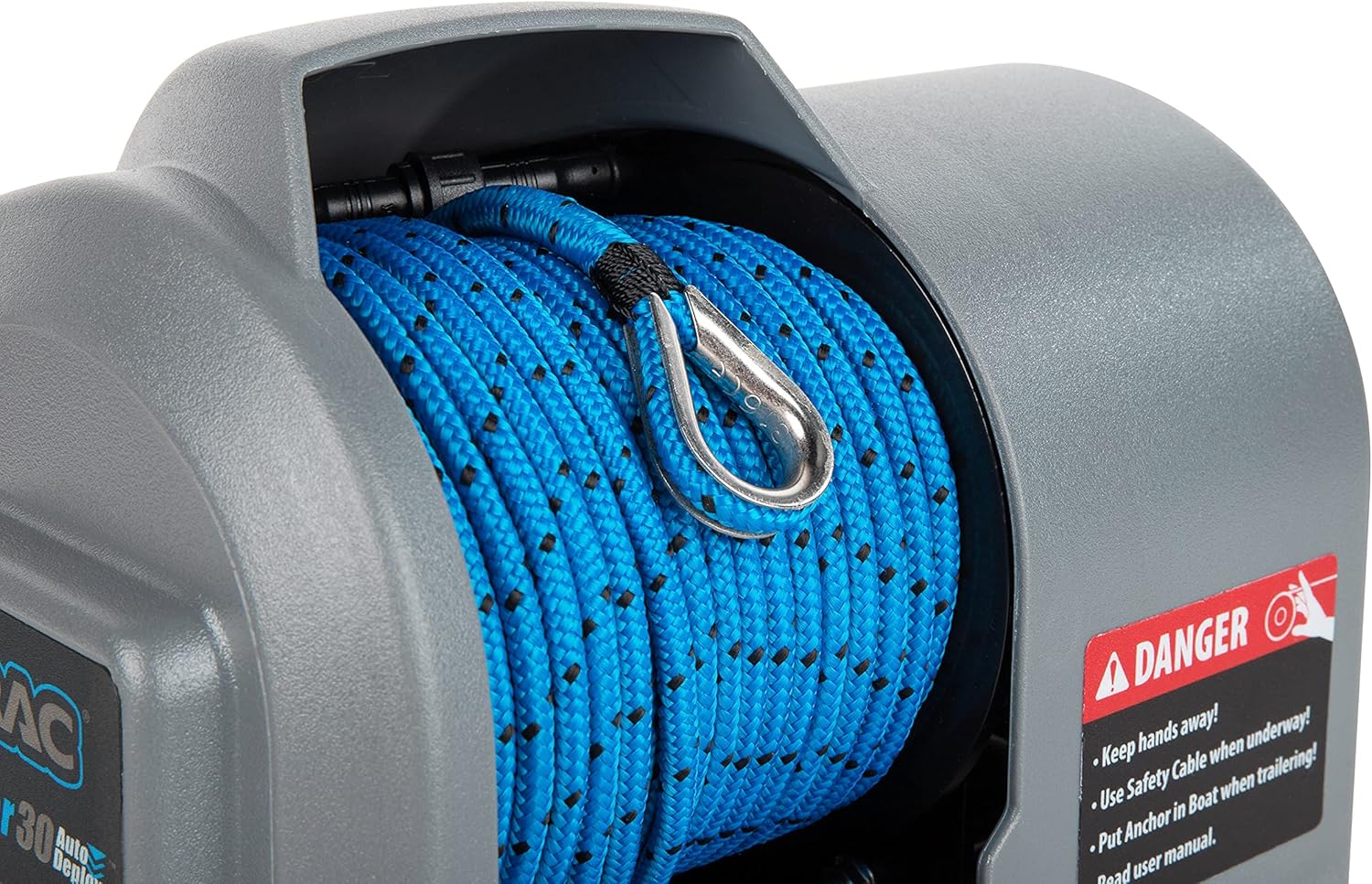 Camco Anchor Winch Angler 30 AutoDeploy G3 Electric with 100ft Rope - Up to 30lb Capacity - Perfect for Boating, Fishing & Marine Applications