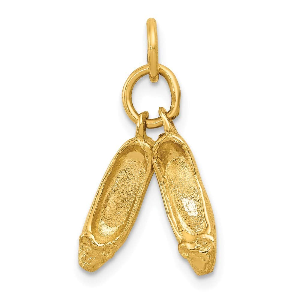 14K Yellow Gold Ballet Slippers Charm Pendant - Elegant Jewelry Gift for Dancers, Ballerinas & Dance Lovers - Perfect for Necklaces, Bracelets & Special Occasions