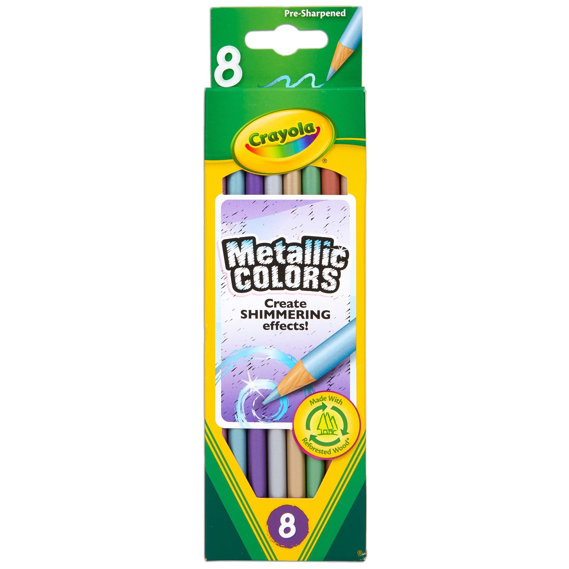 Crayola Metallic FX Colored Pencils Set of 8 - Vibrant Metallic Colors for Art, Drawing & DIY Crafts - Perfect for Adult Coloring Books, School Projects & Gift Giving
