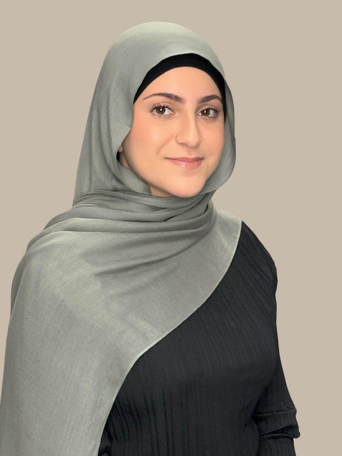 Modish Girl Cotton Modal Hijab Scarf - Soft & Breathable Slate Green Head Cover for Women - Perfect for Daily Wear, Prayer, and Fashion Outfits