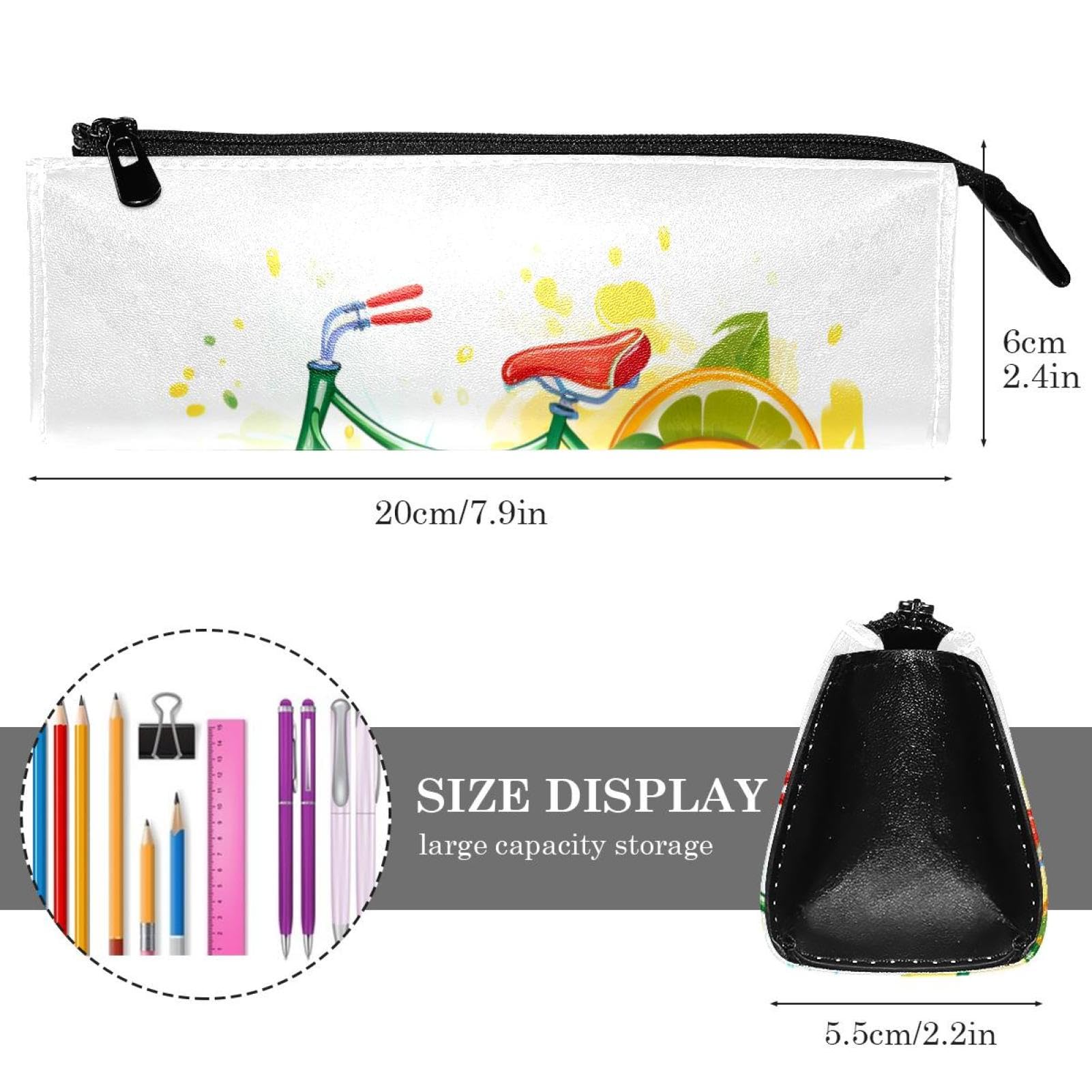 Colorful Bike Wheels Lemon & Orange Pencil Pouch - Small Pen Case for School, Office & Travel - Perfect for Organizing Pens, Pencils & Art Supplies