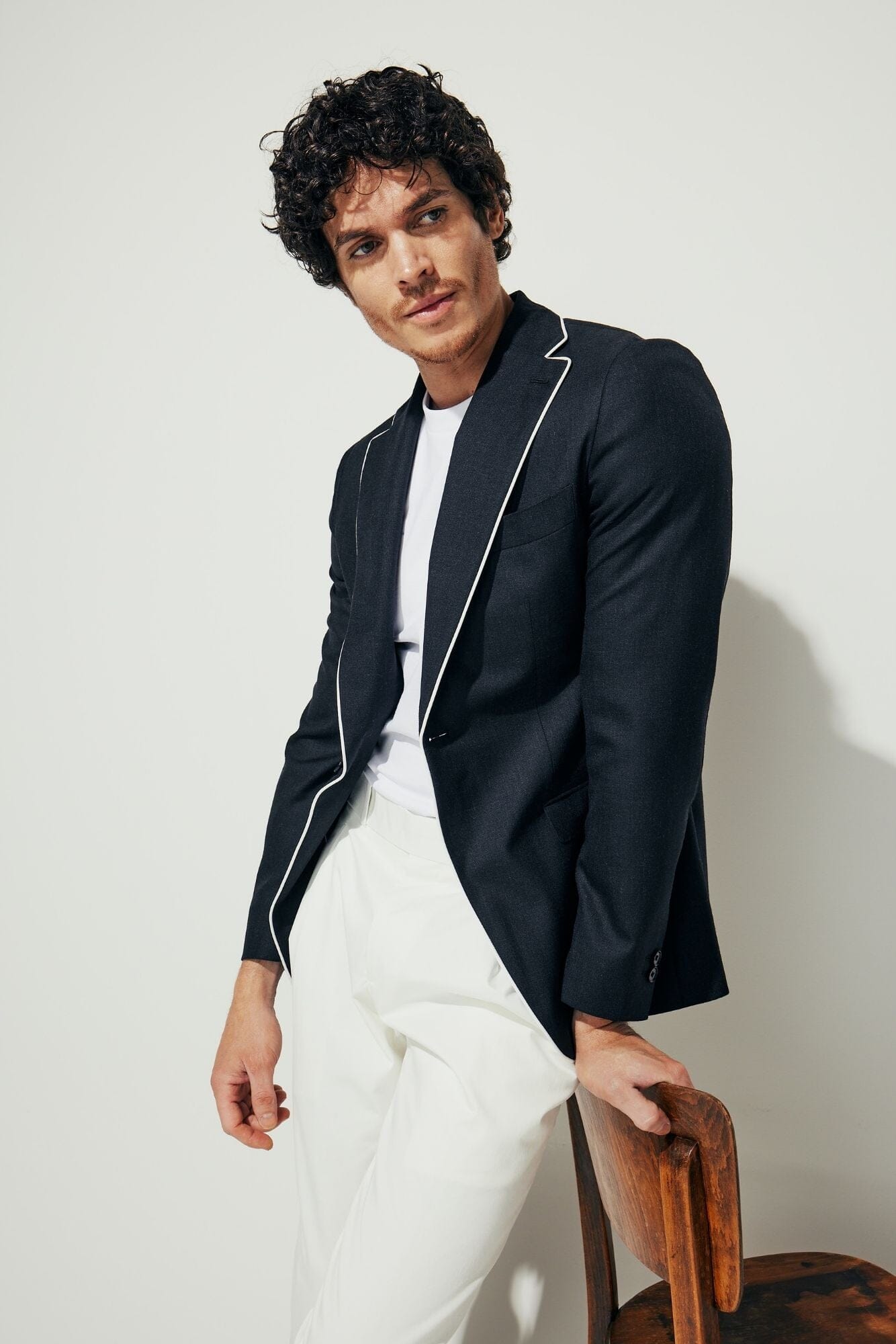 Men's Aiden Sports Jacket - Dark Charcoal Tropical Wool Blazer for Business Casual & Outdoor Activities