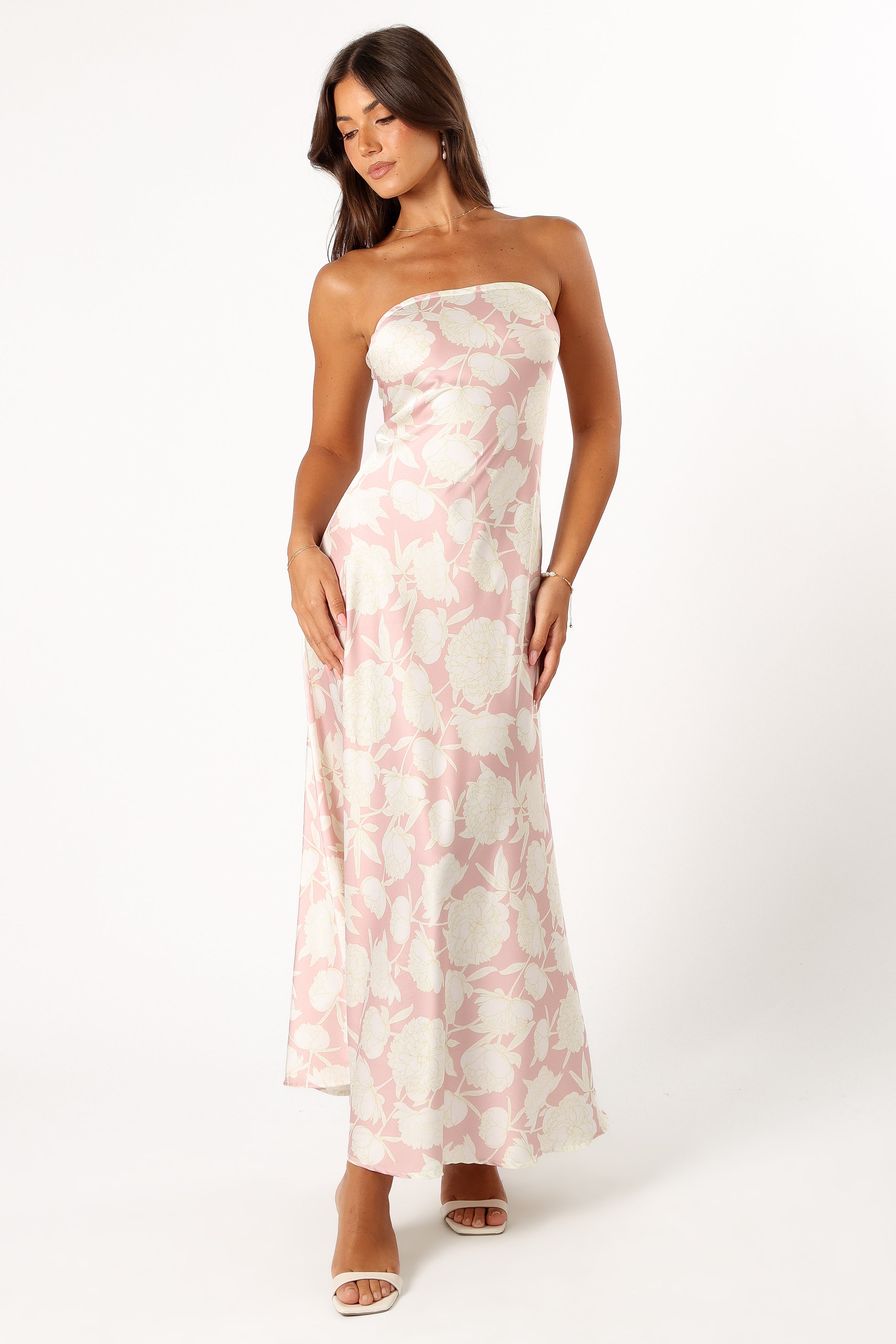Strapless Maxi Dress with Pink Floral Print - Elegant Summer Beach Wedding Party Dress for Women | Perfect for Vacations, Date Nights & Special Occasions