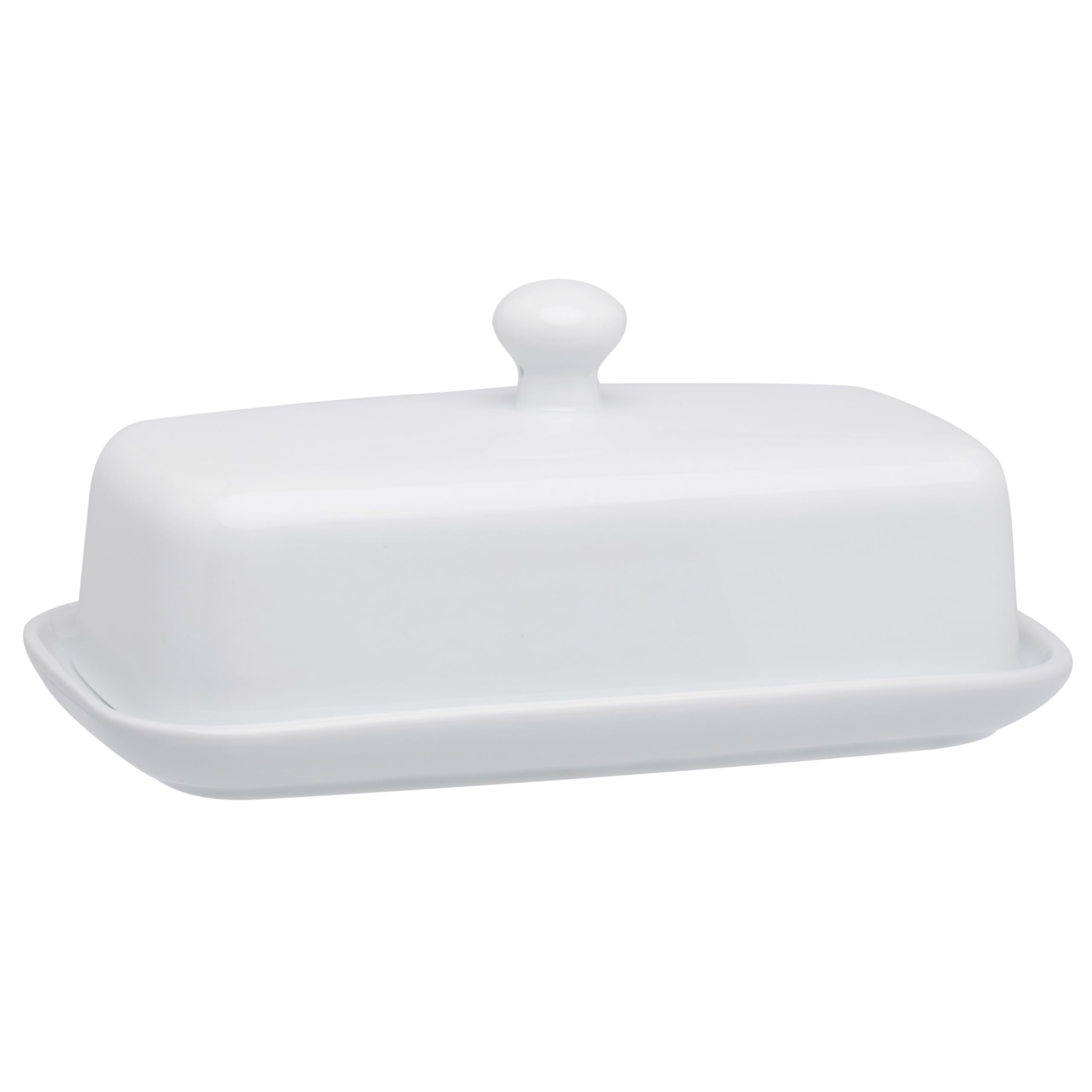 HIC Porcelain Butter Dish with Lid - Elegant White Kitchen Butter Keeper for Dining Table, Breakfast, and Entertaining